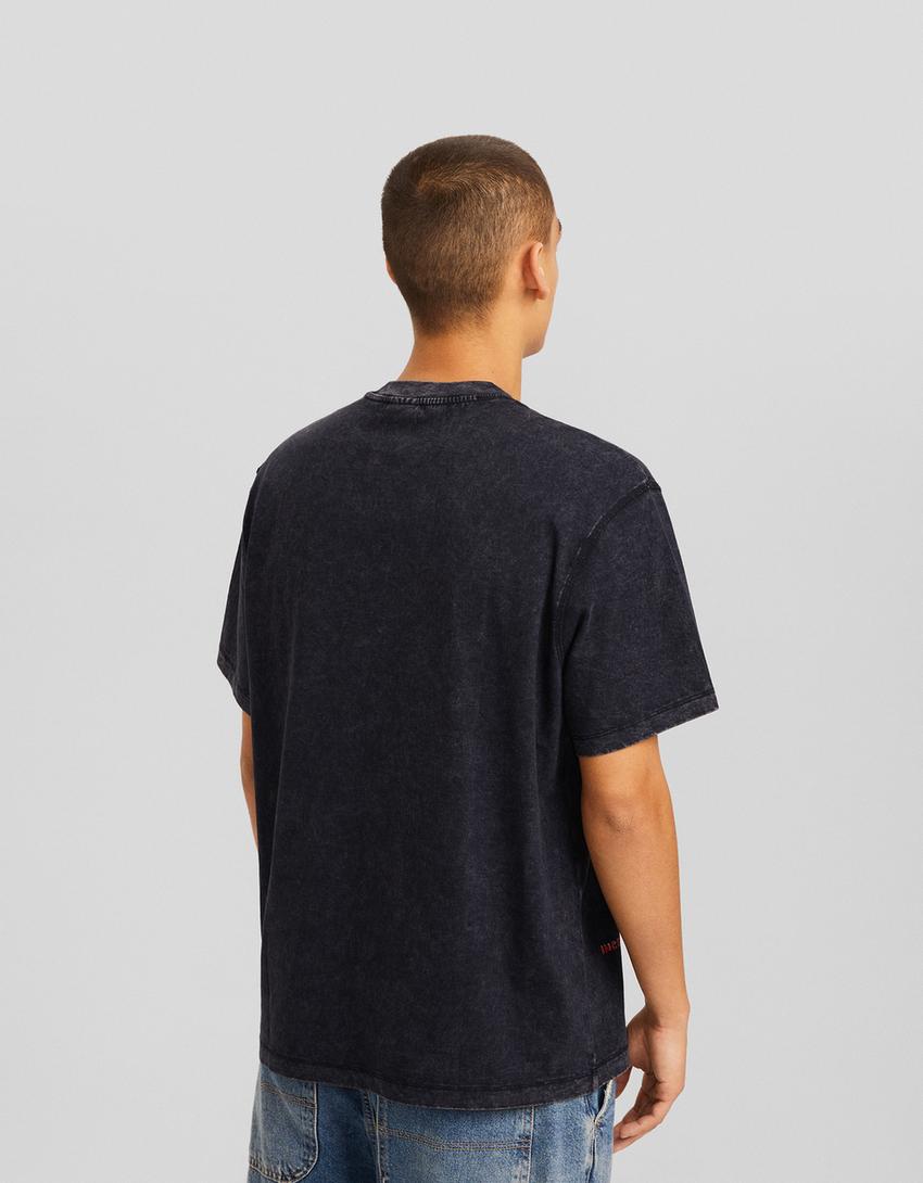 T-shirt manches courtes oversize imprimé Nirvana-Gris-1