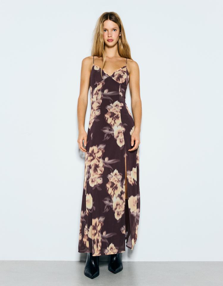 Long tulle strappy dress — Black