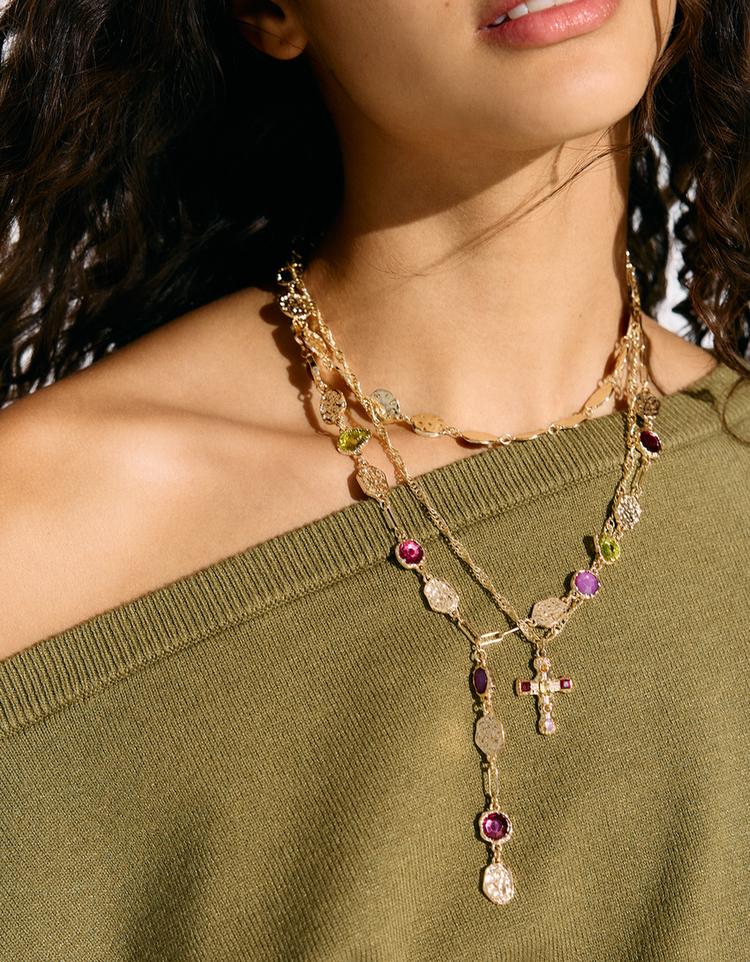 3’lü taşlı kolye seti