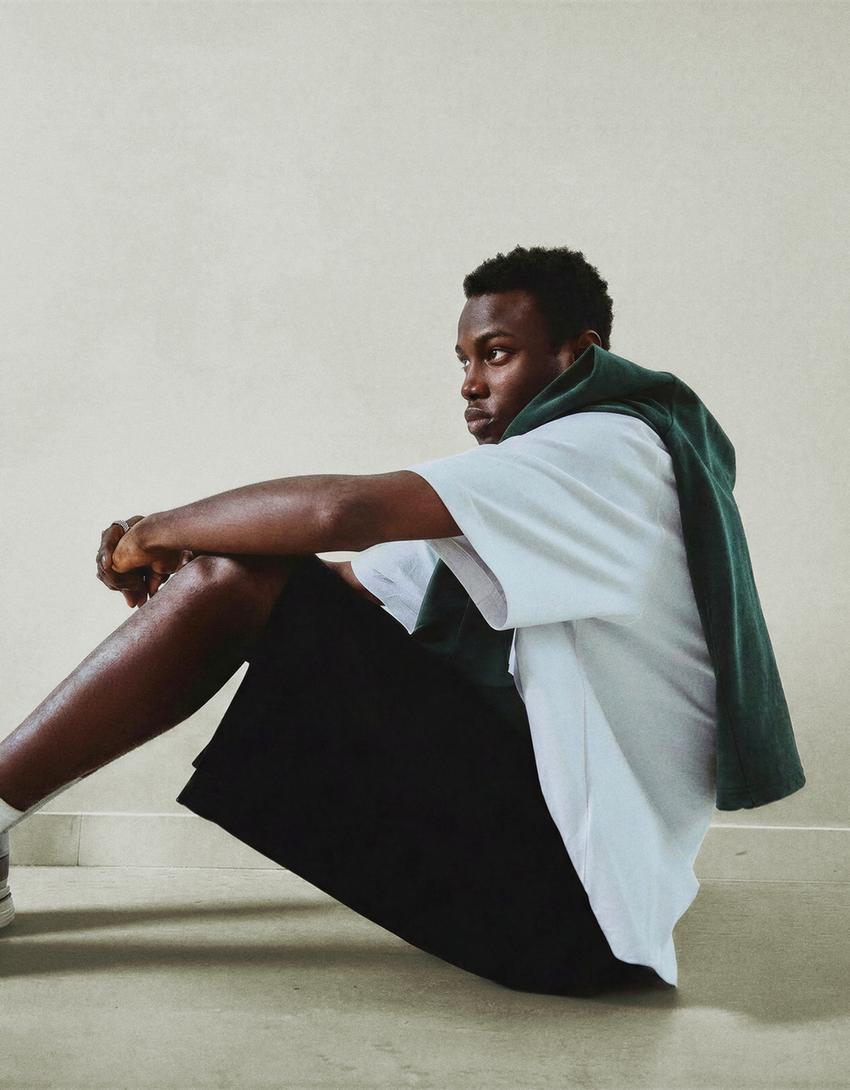 Twill Bermuda shorts-Black