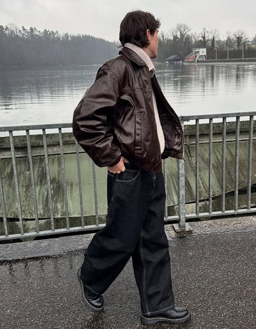 Jakna od veštačke kože-Braon