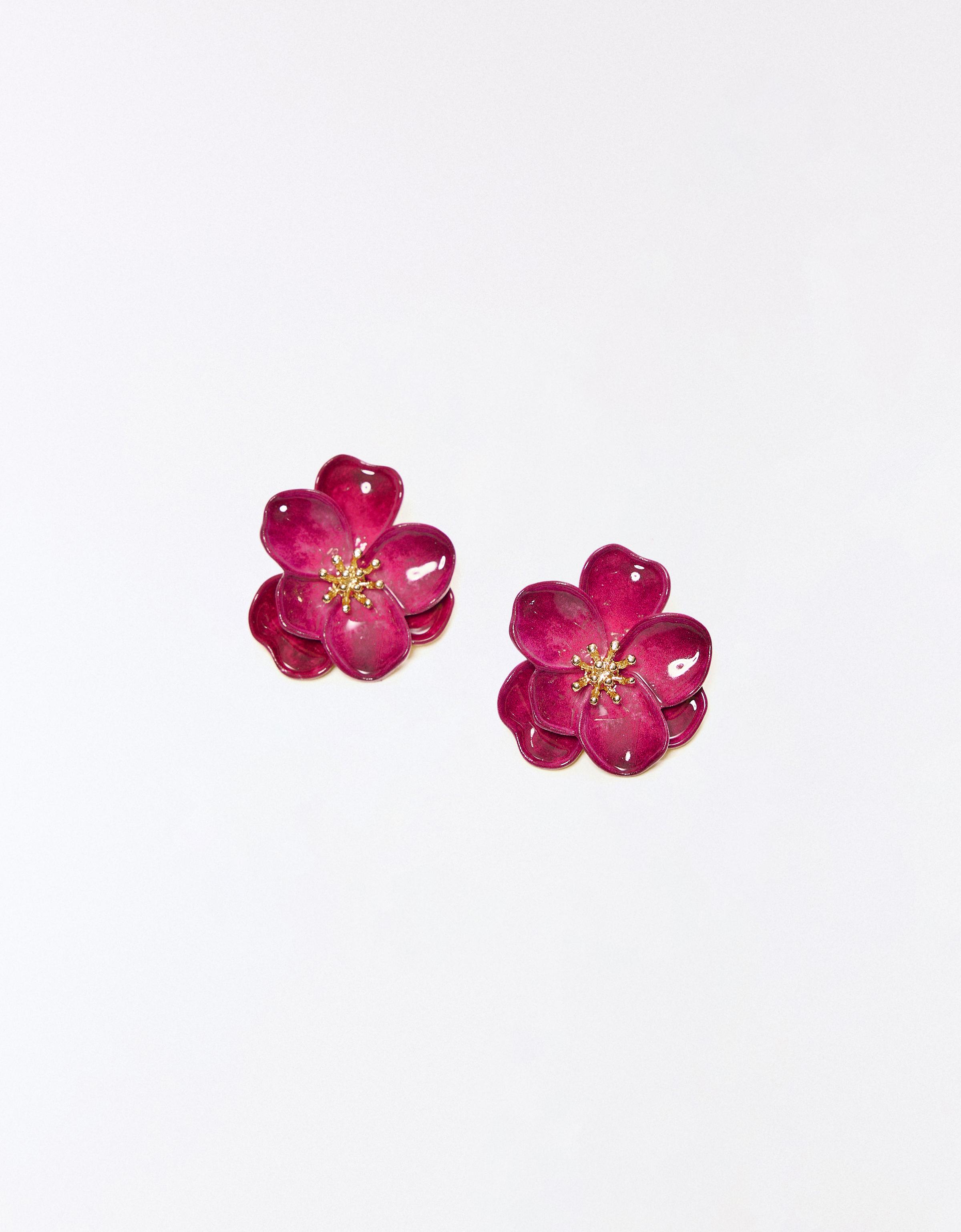 Bershka Pendientes Flor Mujer Rosa