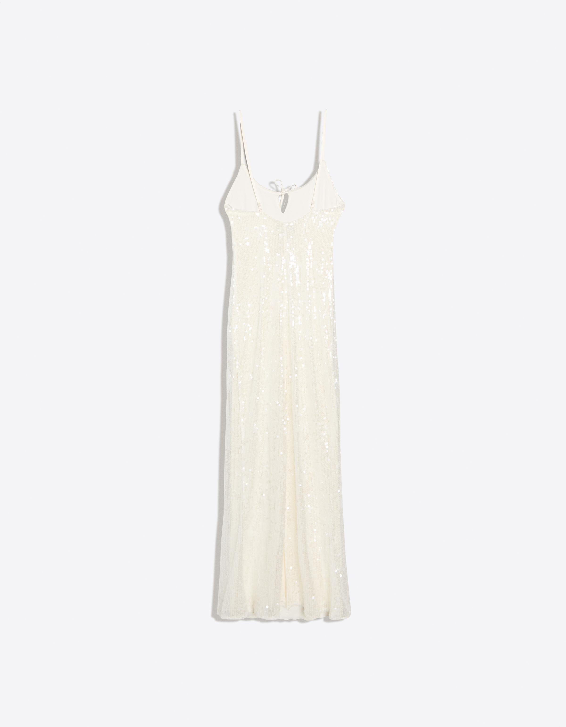 Sequin midi dress with straps — Cream
