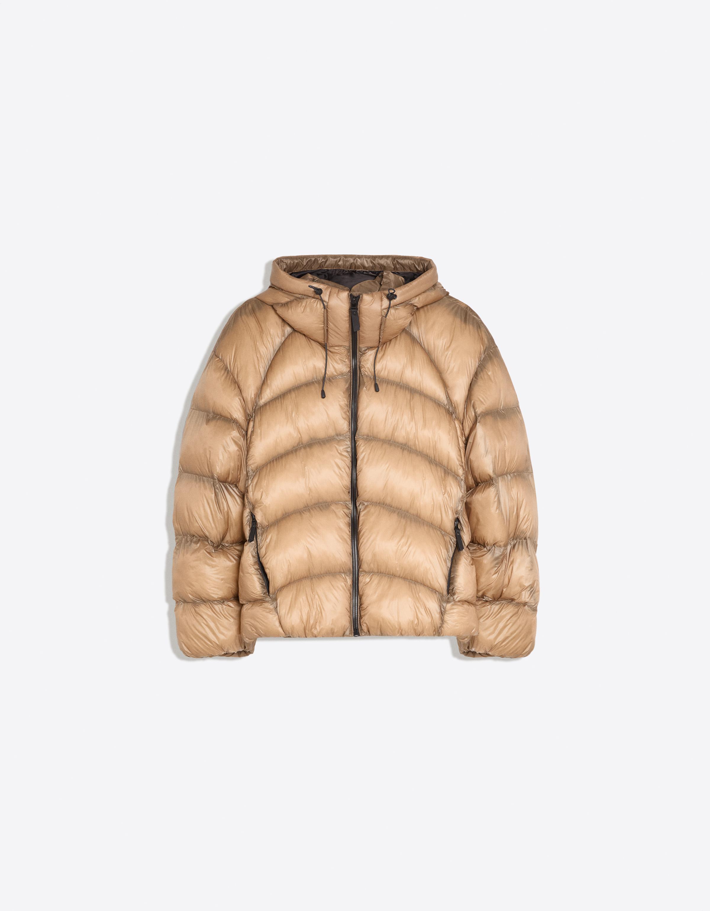 Quilted translucent-effect jacket — Camel