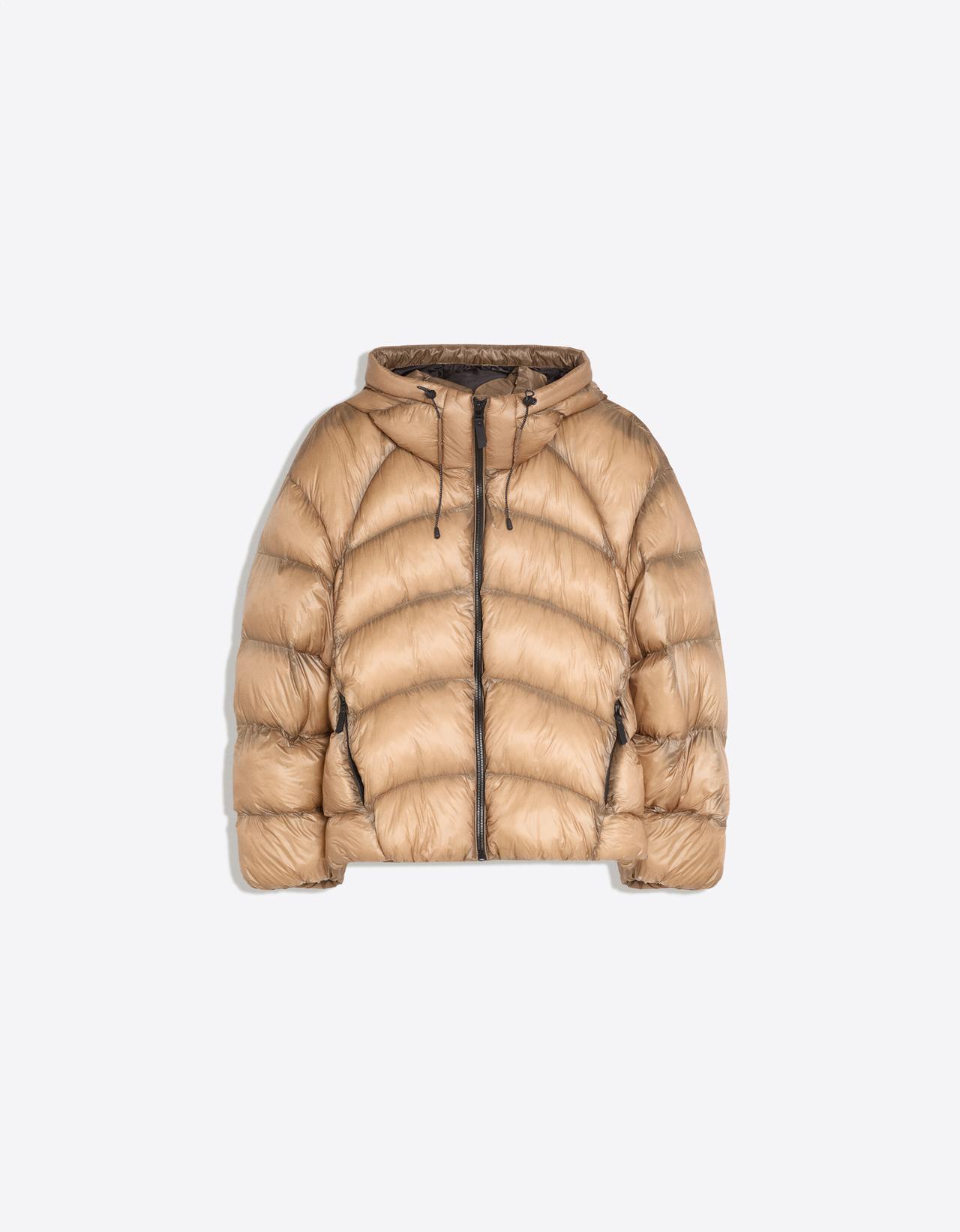 Quilted translucent-effect jacket — Camel