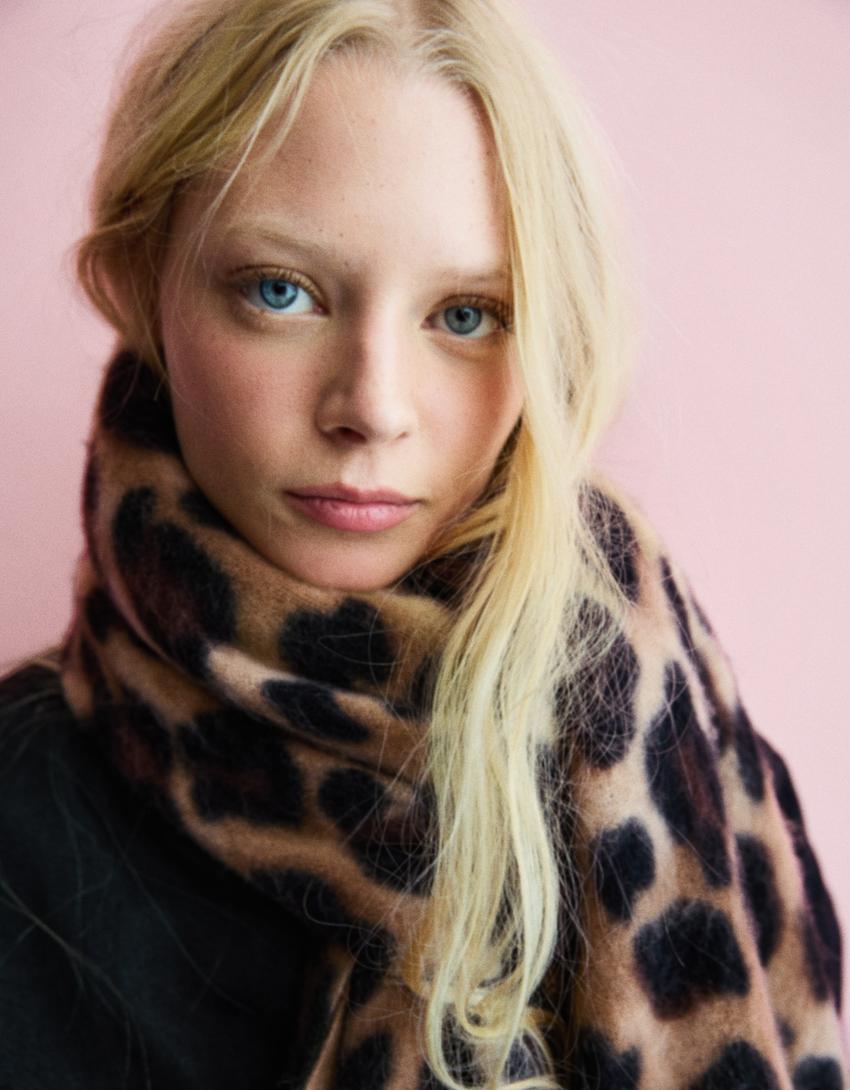 Schal mit Animalprint-Braun