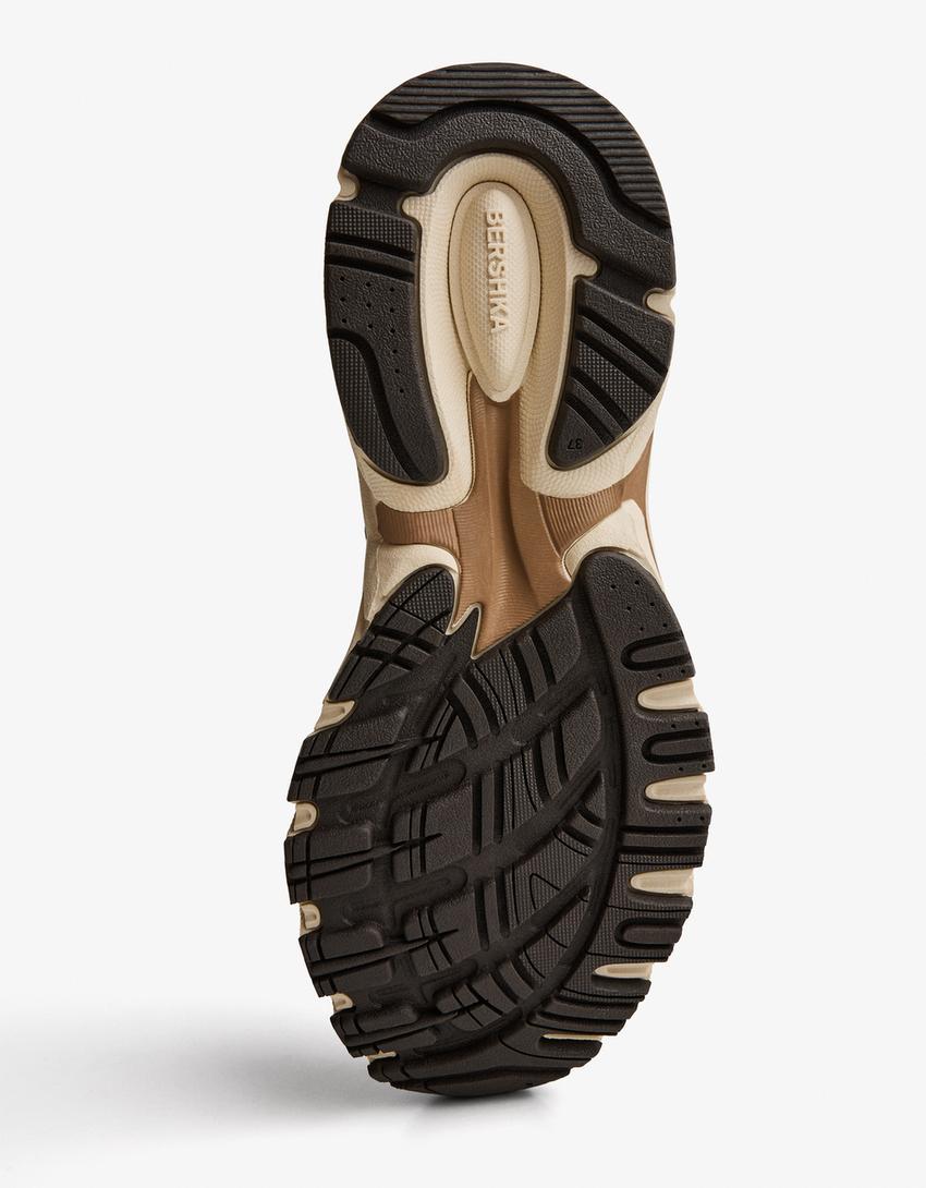 Buty sportowe z łączonych materiałów-Brązowy-1