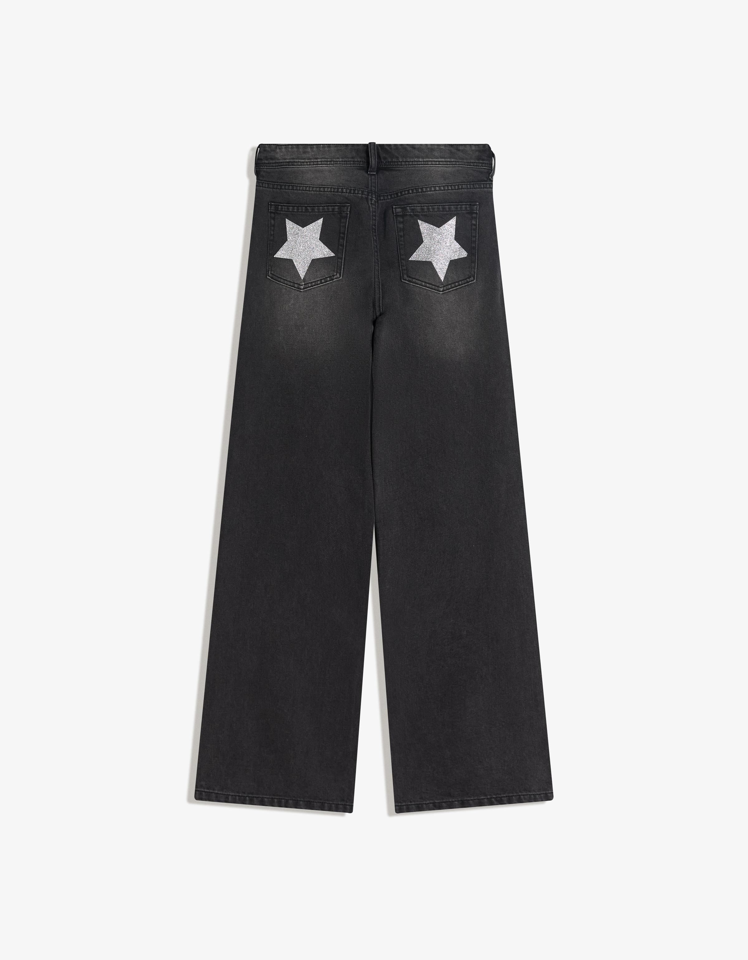 Yıldız cepli zımbalı düşük bel baggy fit jean - Görsel 13