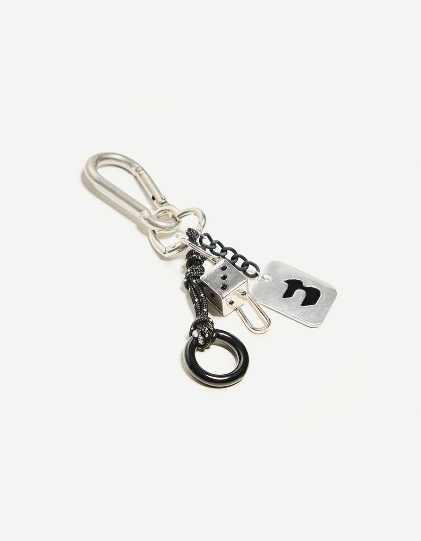 Schlüsselanhänger mit Karabinerverschluss-Silber