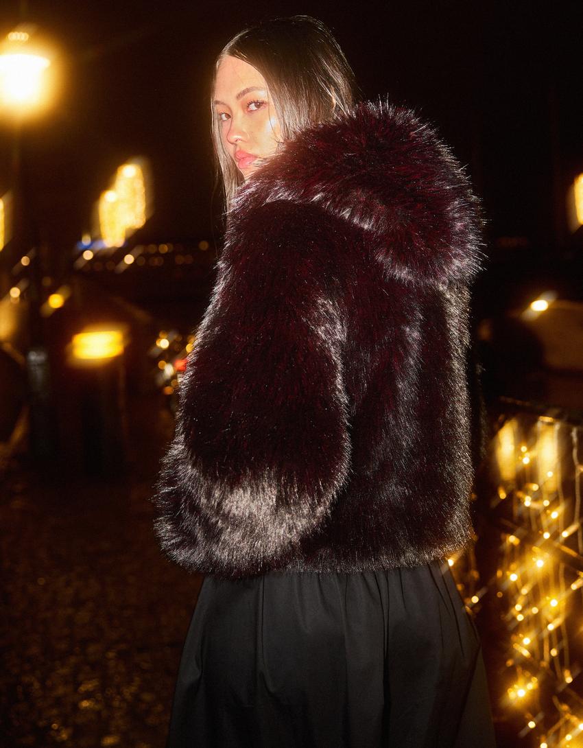 Faux fur hooded jacket