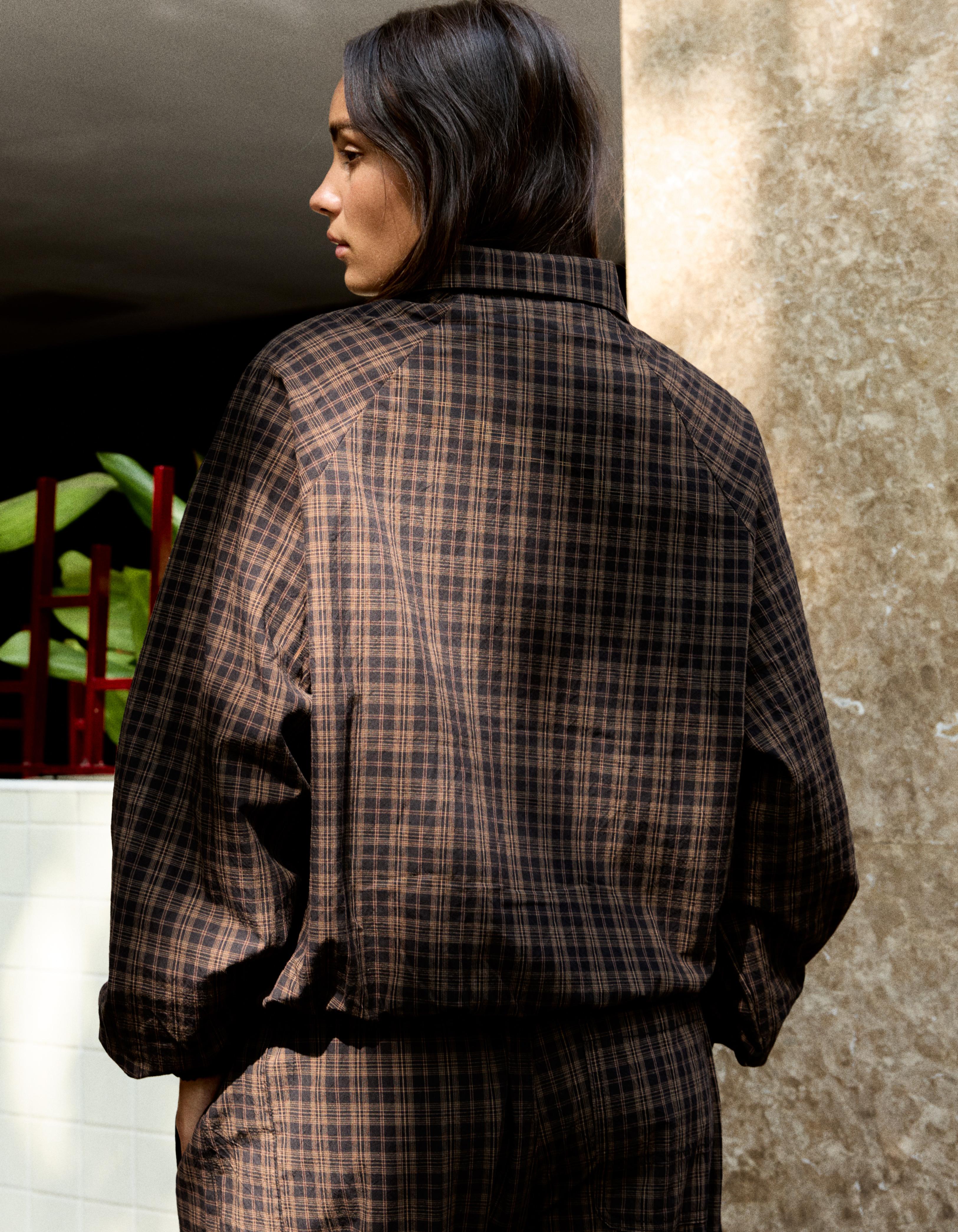 Lightweight check jacket — Brown