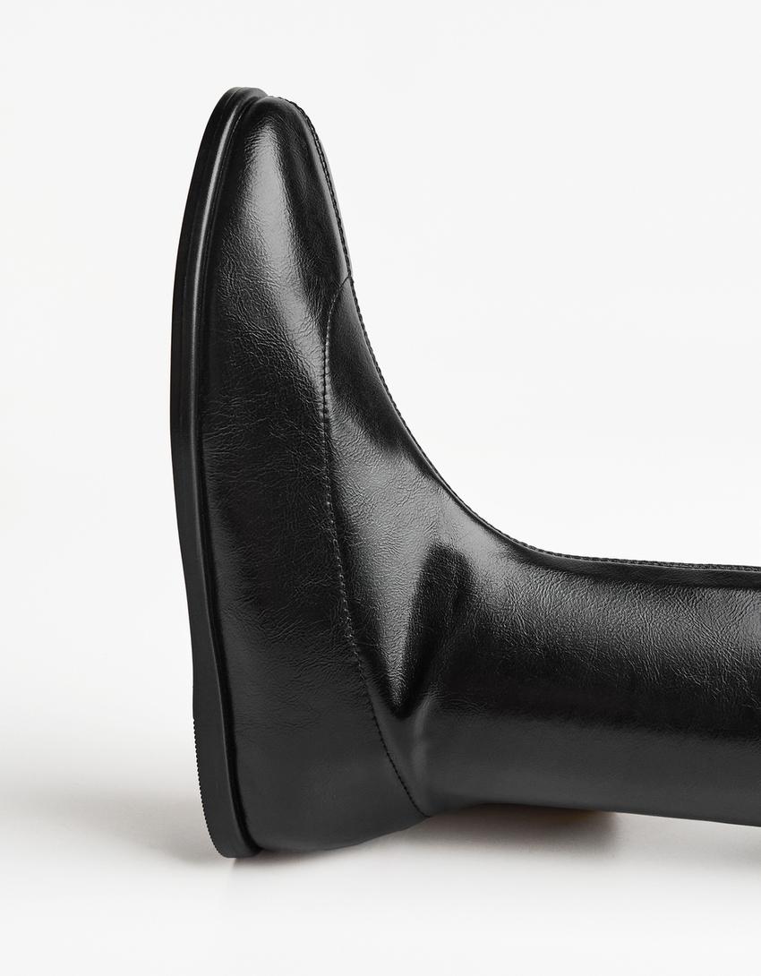 Flache Stretch-Stiefel-Schwarz-2