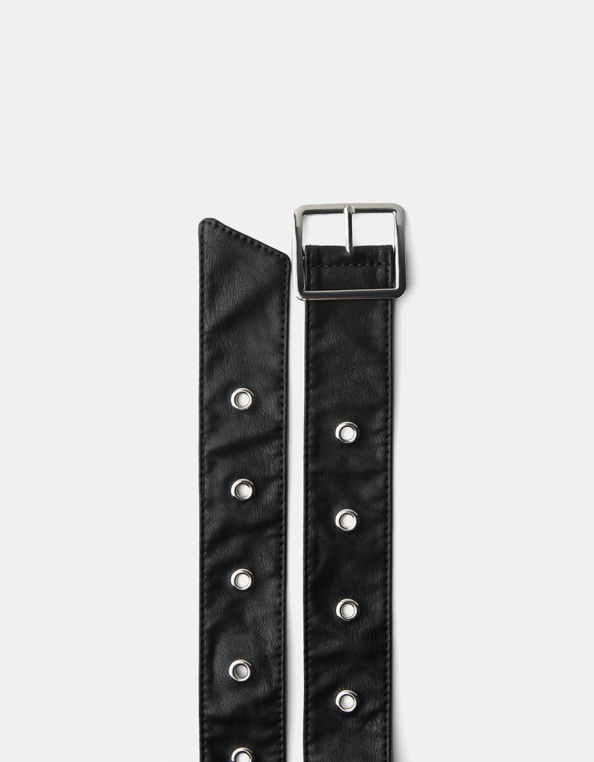 Ceinture extra-longue œillets-Noir-4