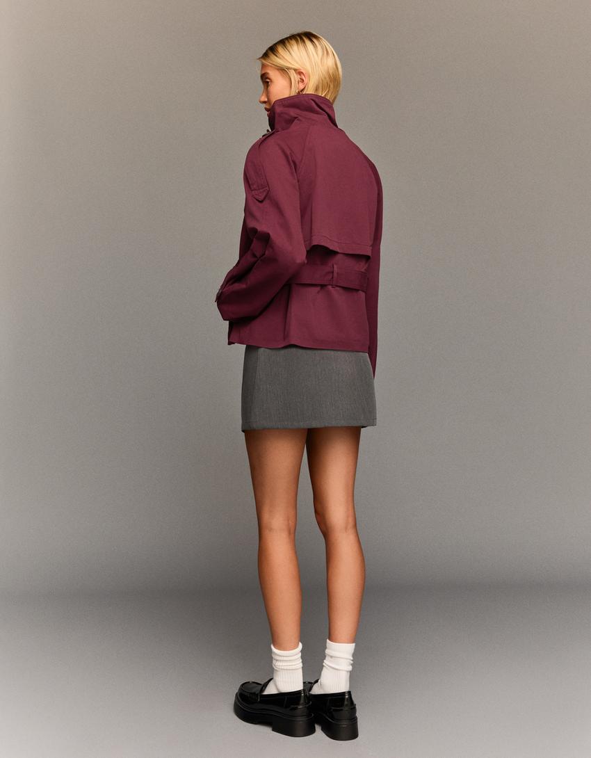Korte trenchcoat-Bordeaux
