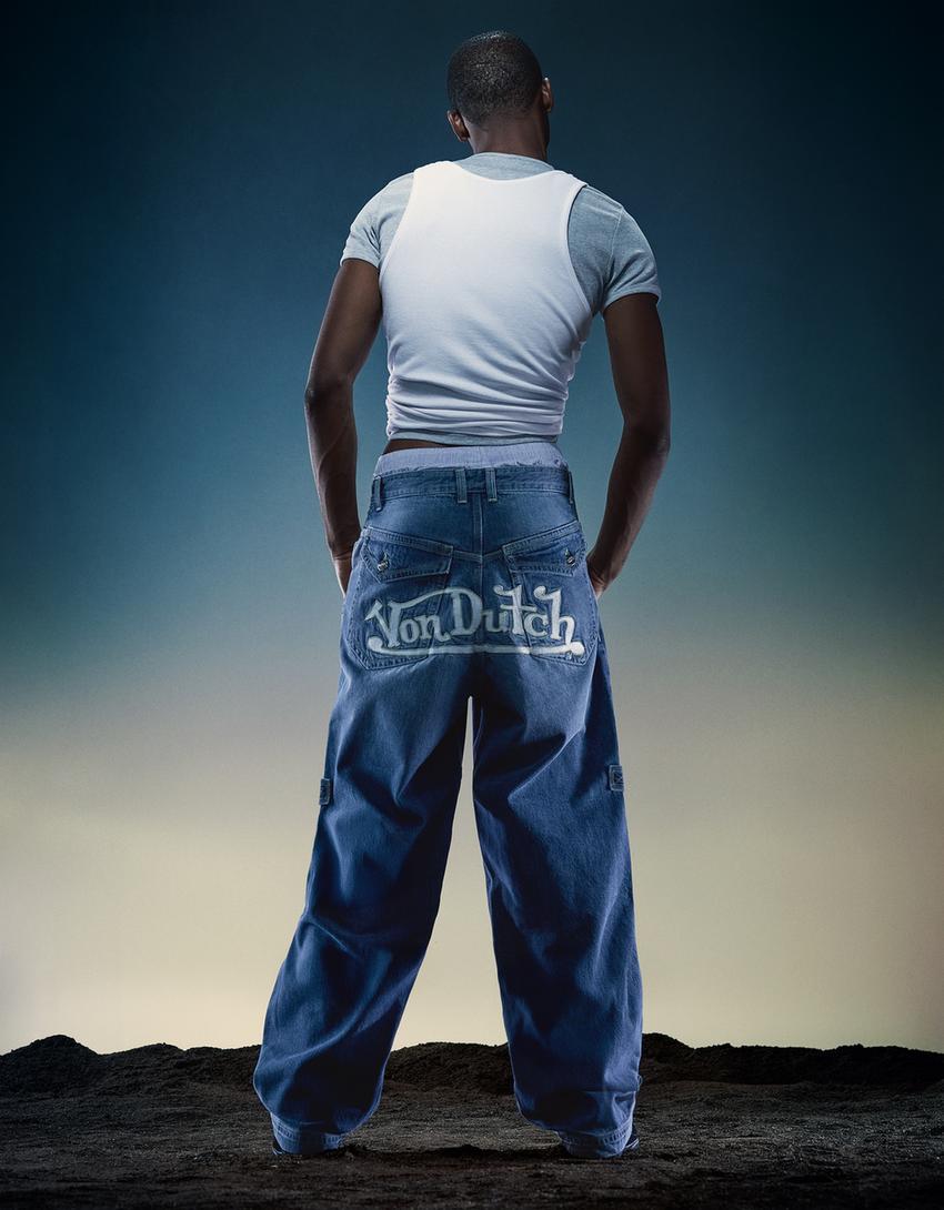 Jeans Von Dutch brodé-Bleu lavé