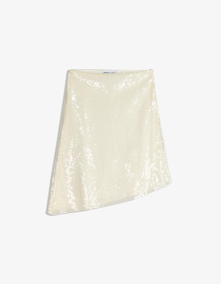 تنورة متوسطة الطول غير متماثلة بترتر-كريمي