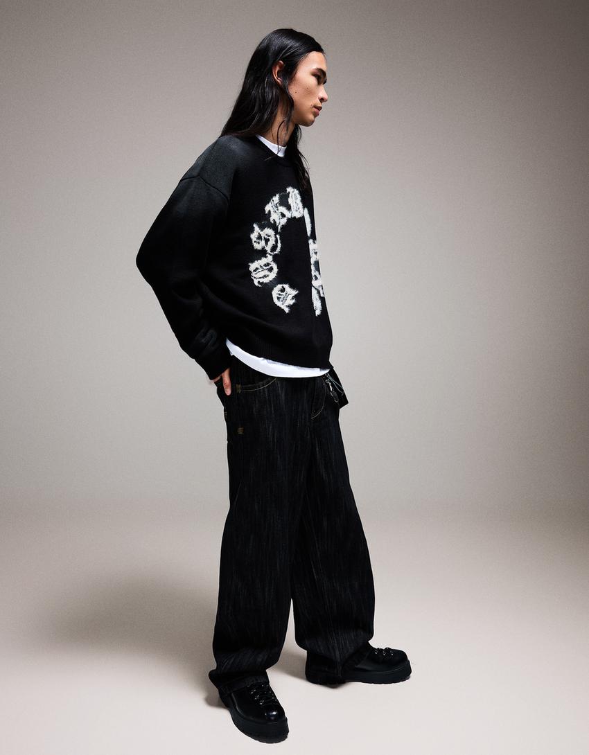 Džemperis ar apdruku-Melns