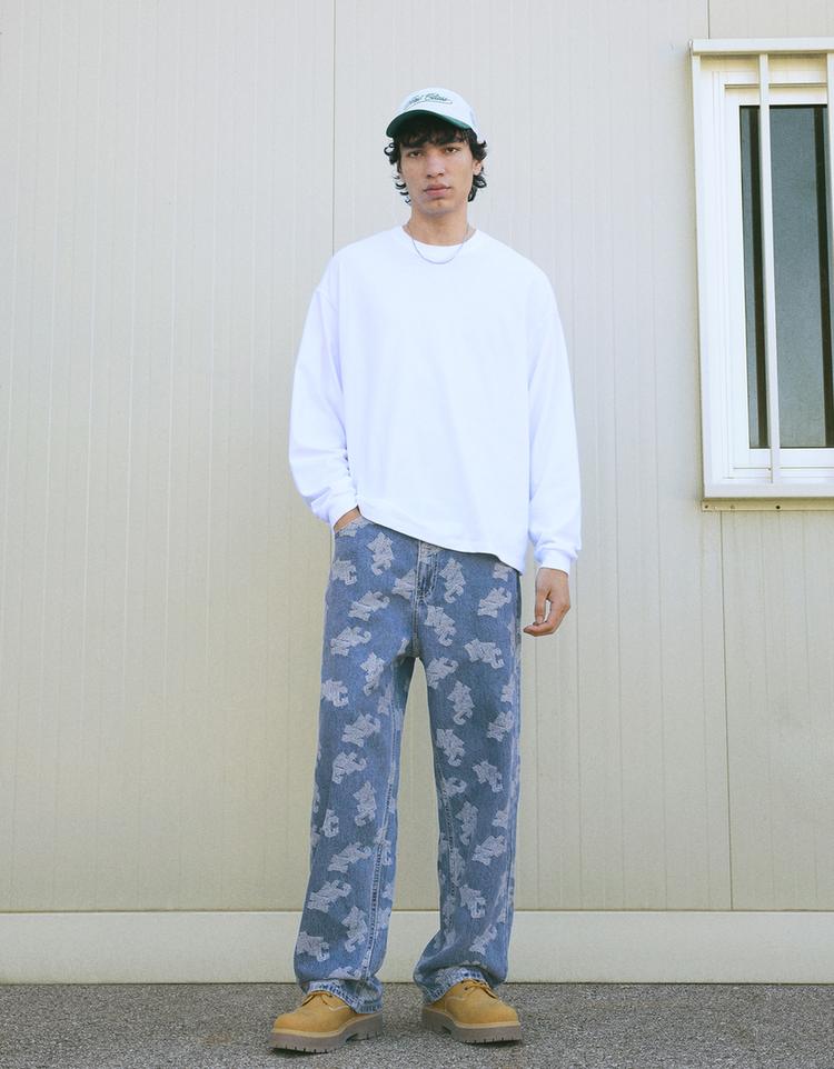 Baggy jacquard jeans