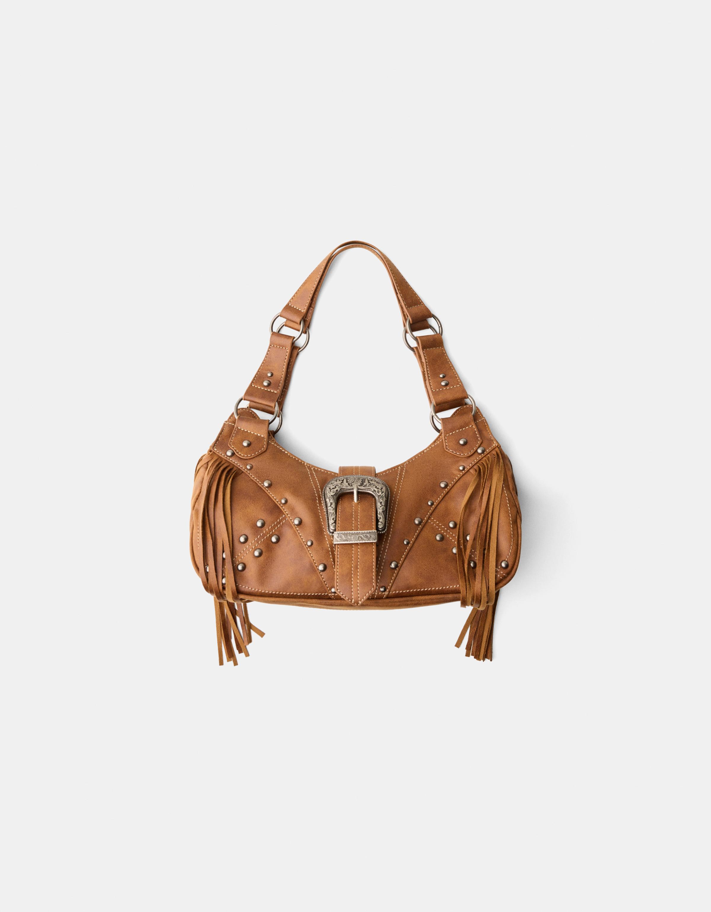 Bershka Tasche Mit Fransen Und Schnalle Damen Braun