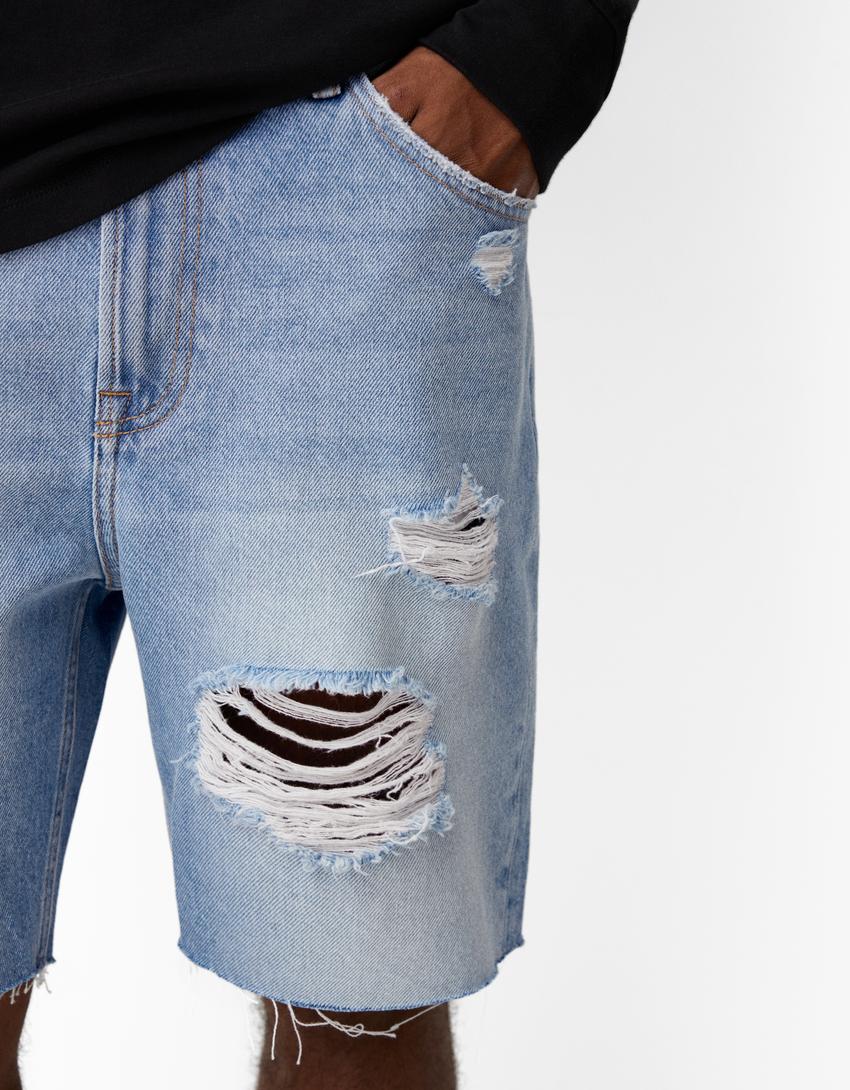 Bermuda denim slim rotos-Azul lavado-4