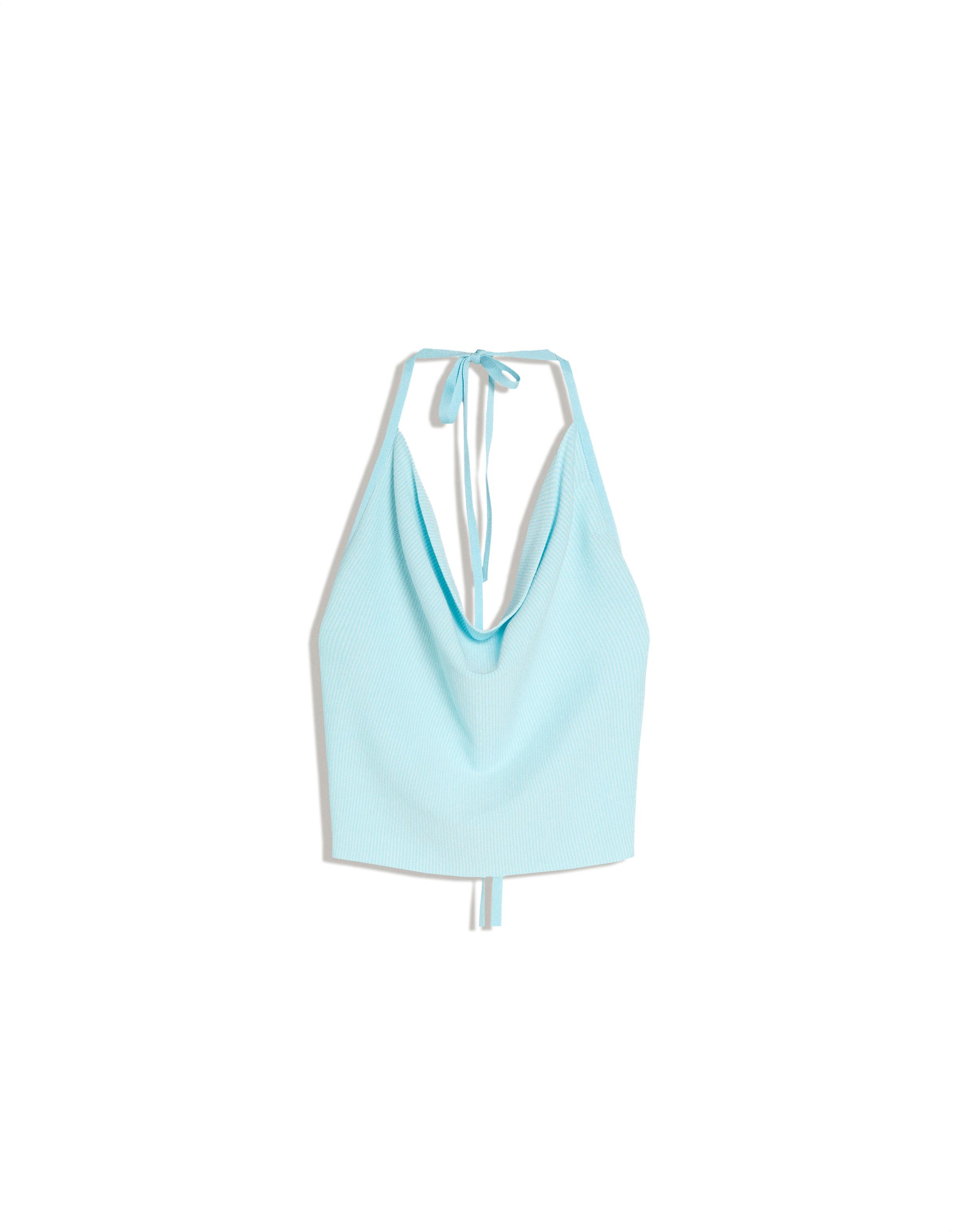 Draped halter top — Light blue