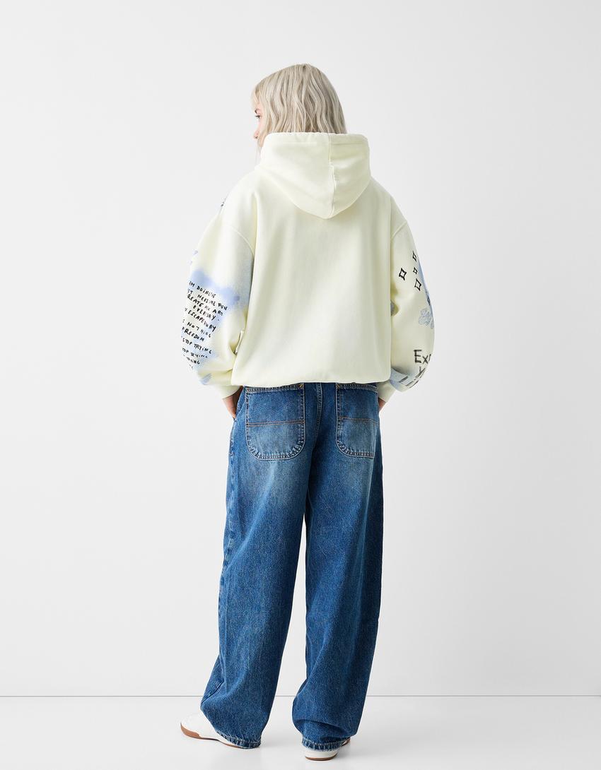 Printed hoodie-White