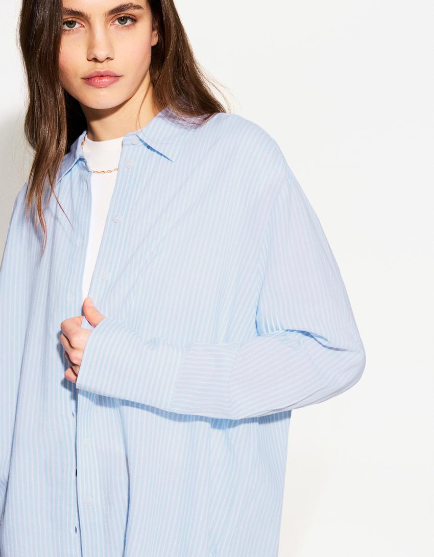 Chemise oversize lin-Bleu clair-2