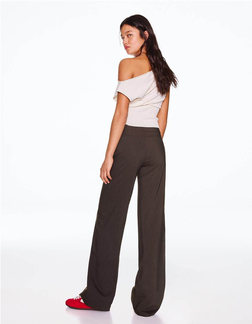 Pantalón wide leg-Marrón