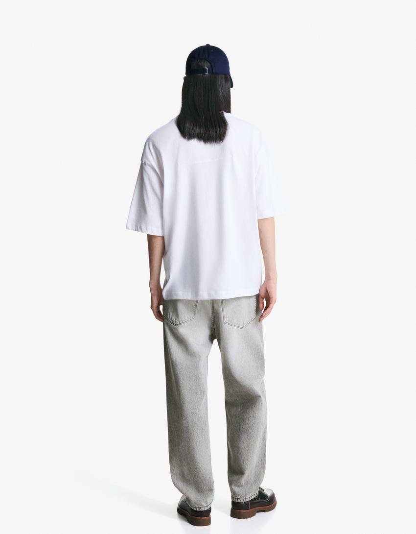 Tapered loose fit jeans-Grey-1
