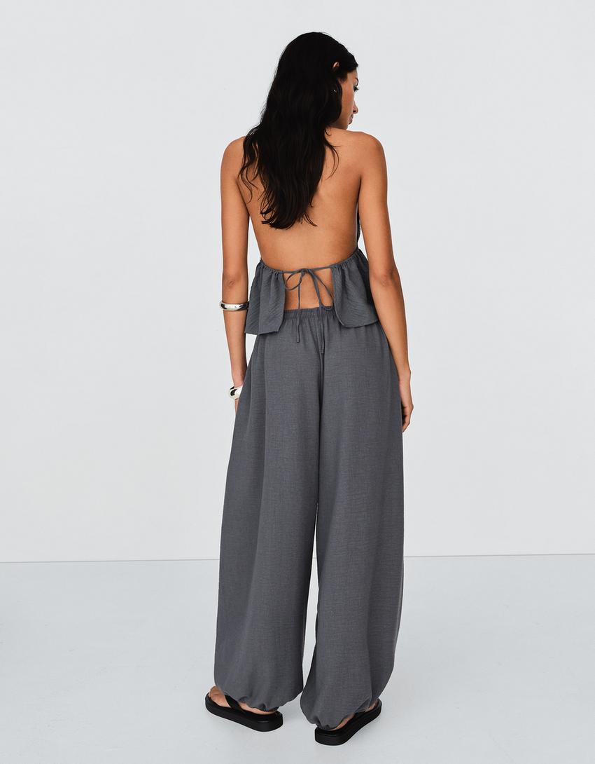 Rustik şalvar pantolon-Koyu gri