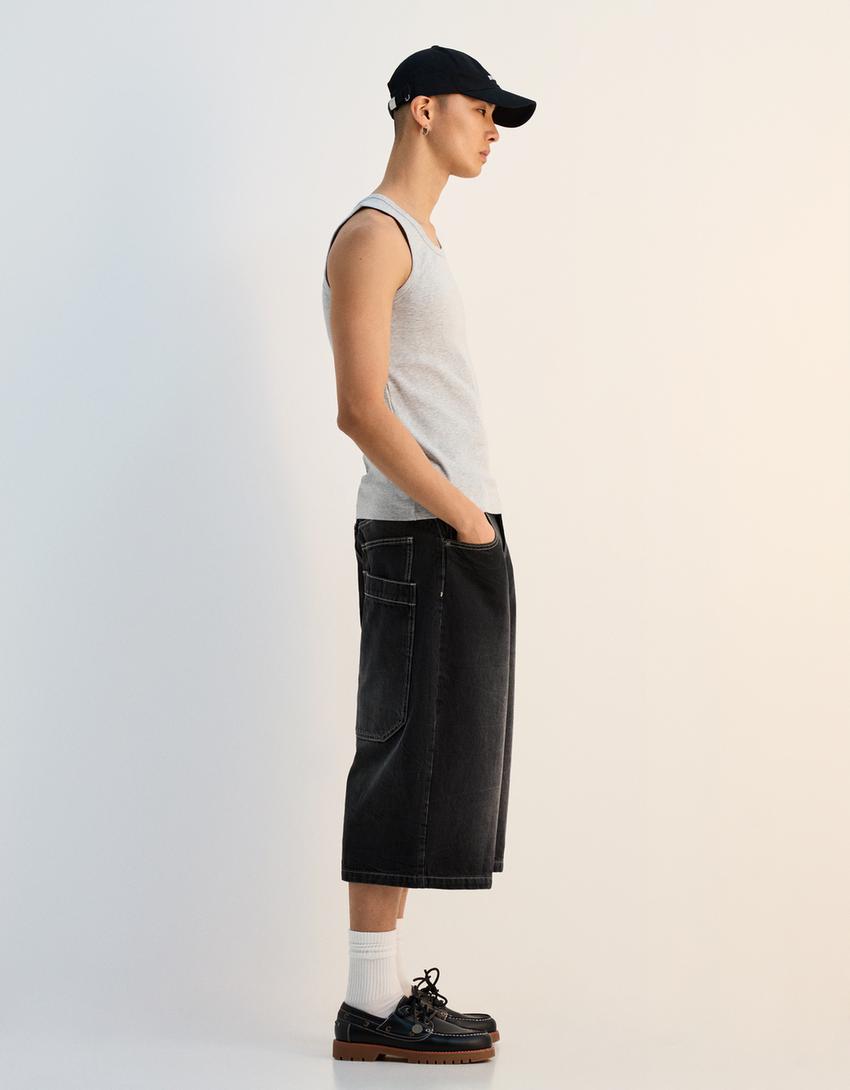 Bermuda jort denim super baggy-Negro-3