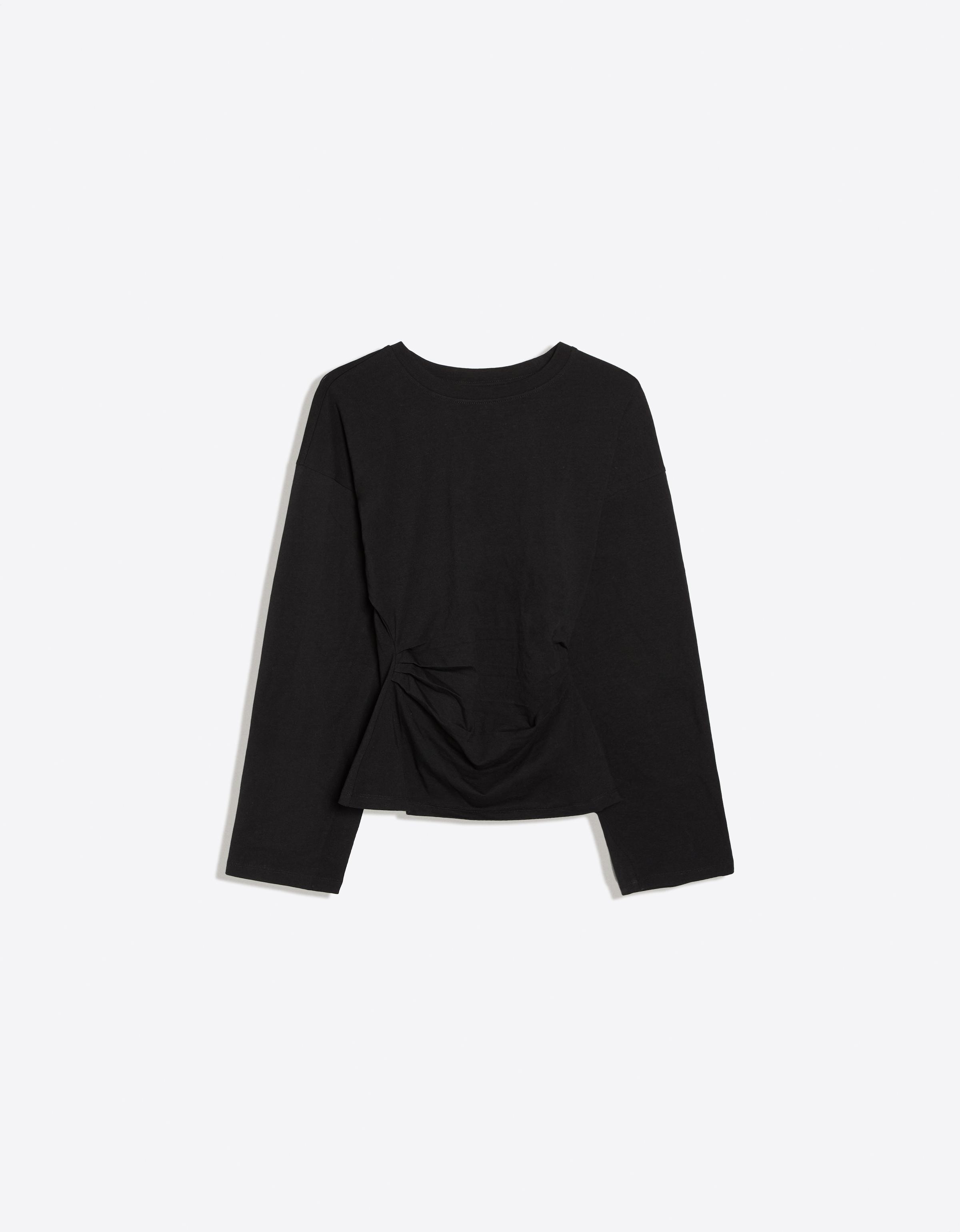 Ruched long sleeve T-shirt — Black