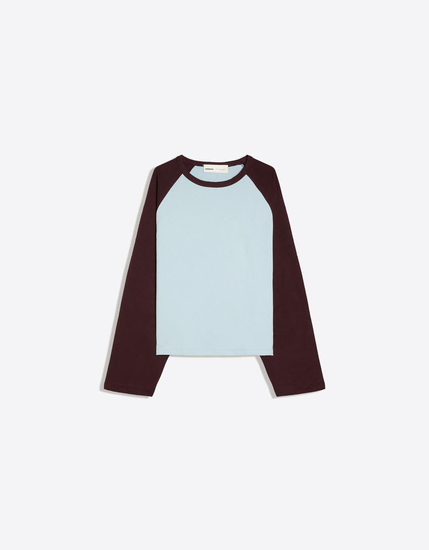 T-shirt à manches raglan-Bleu clair