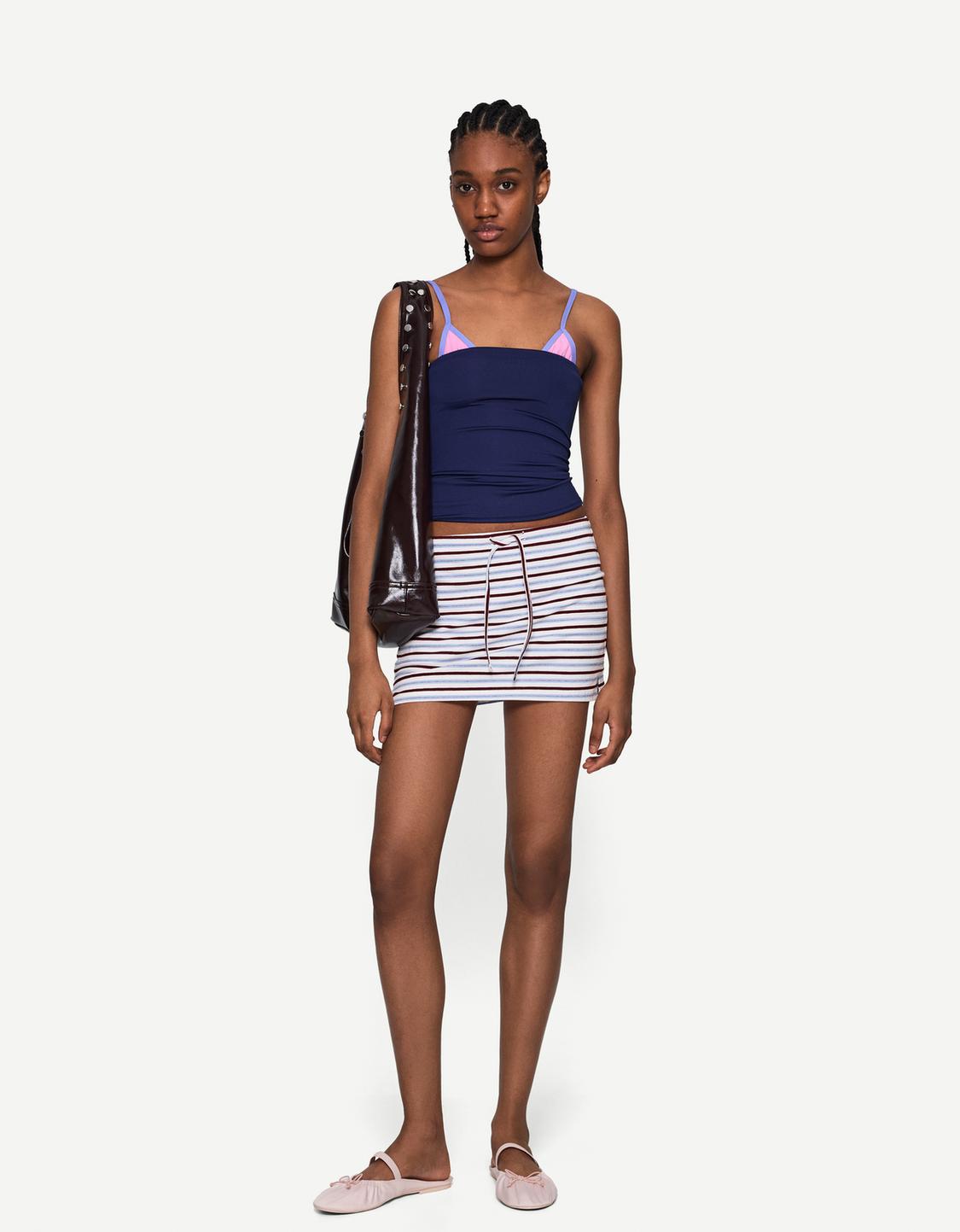 Skort with tie waistband