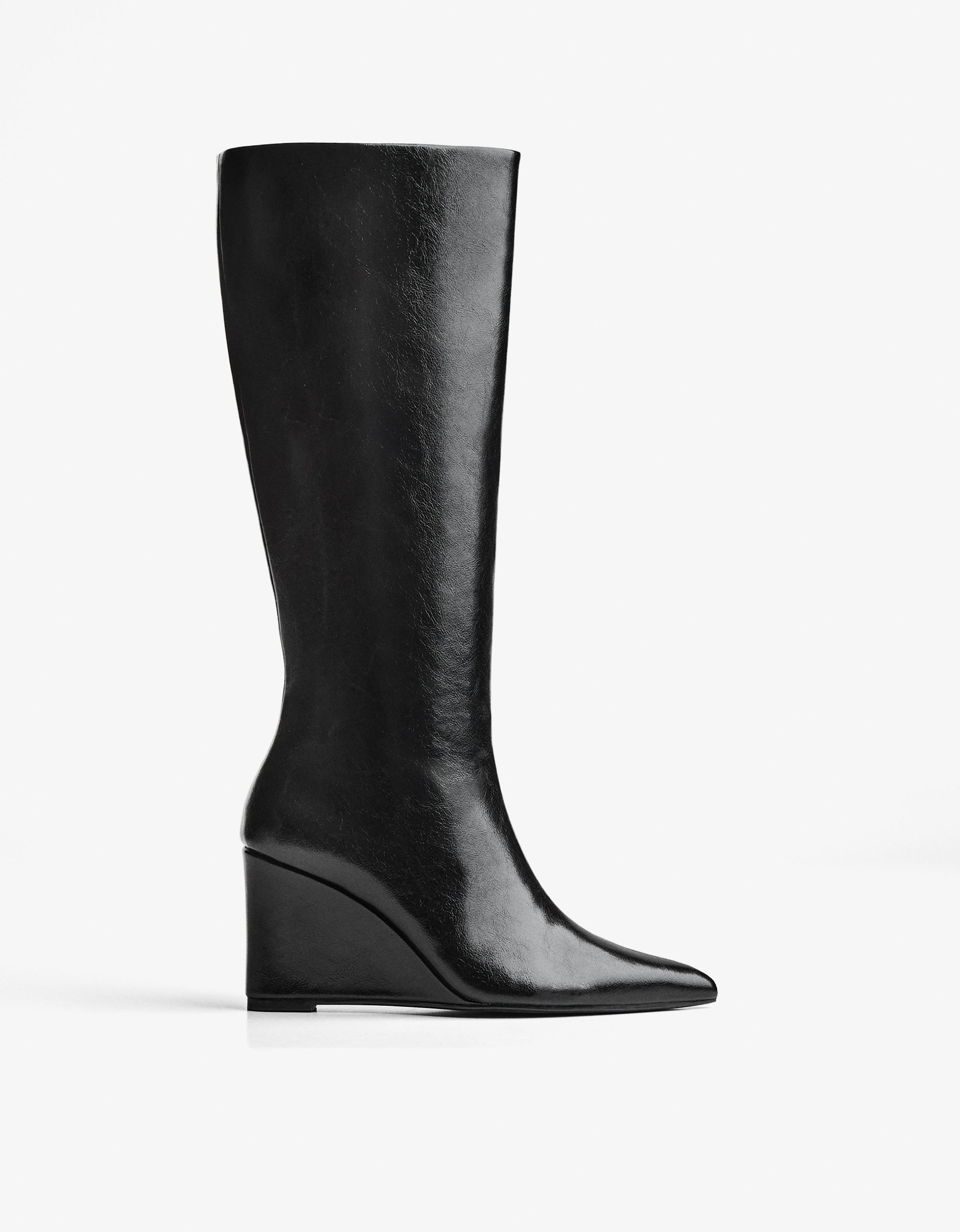 Bershka Keilstiefel Damen 39 Schwarz