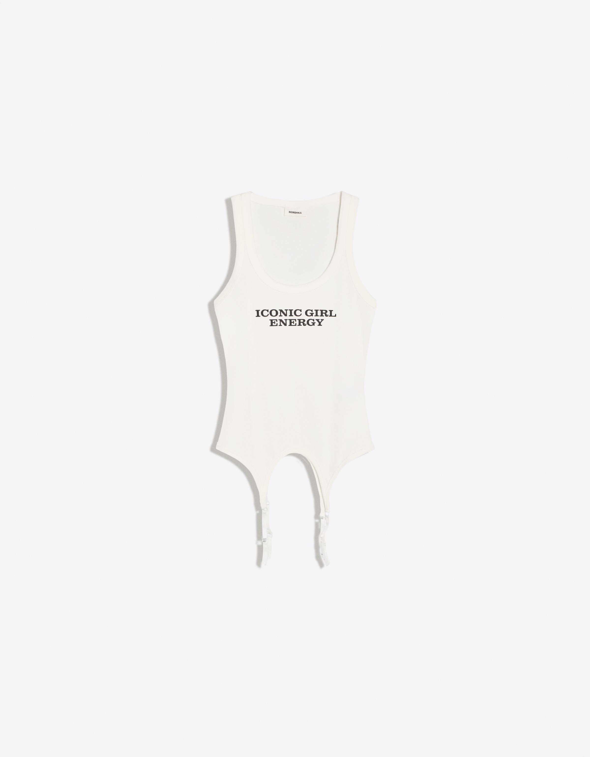 Garter belt effect print vest top — Off white