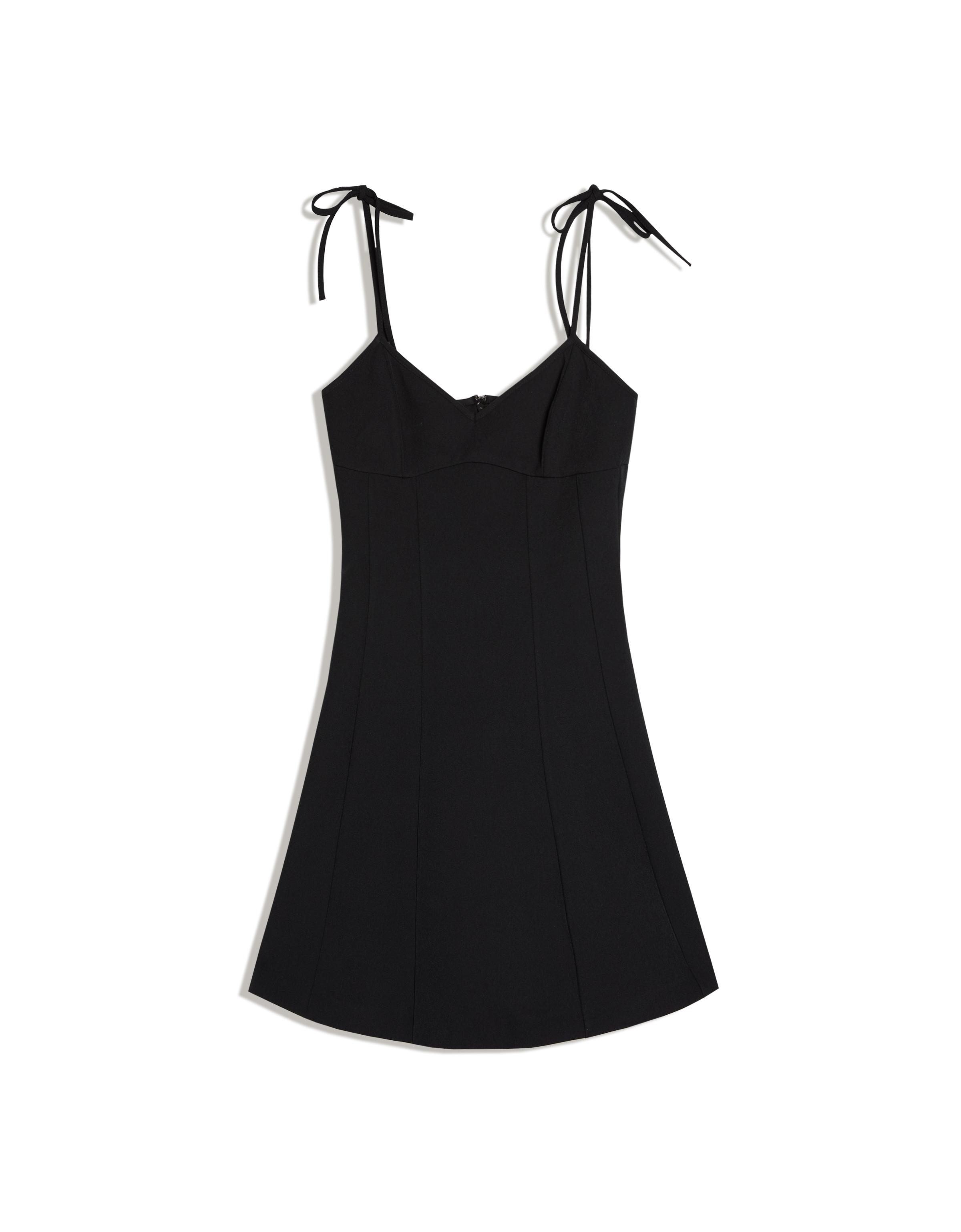 Mini dress with ribbon straps