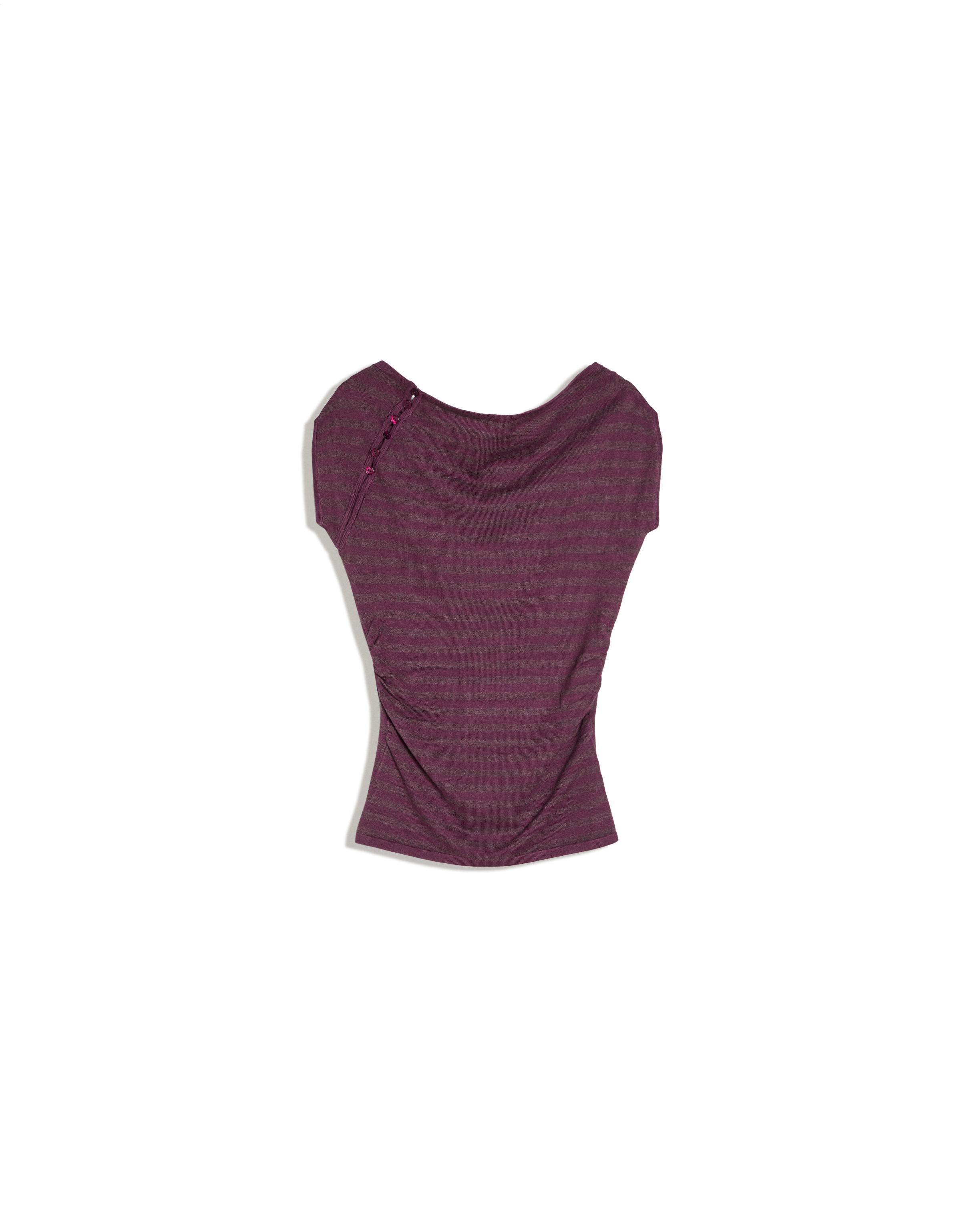 Short sleeve button-up sweater — Burgundy