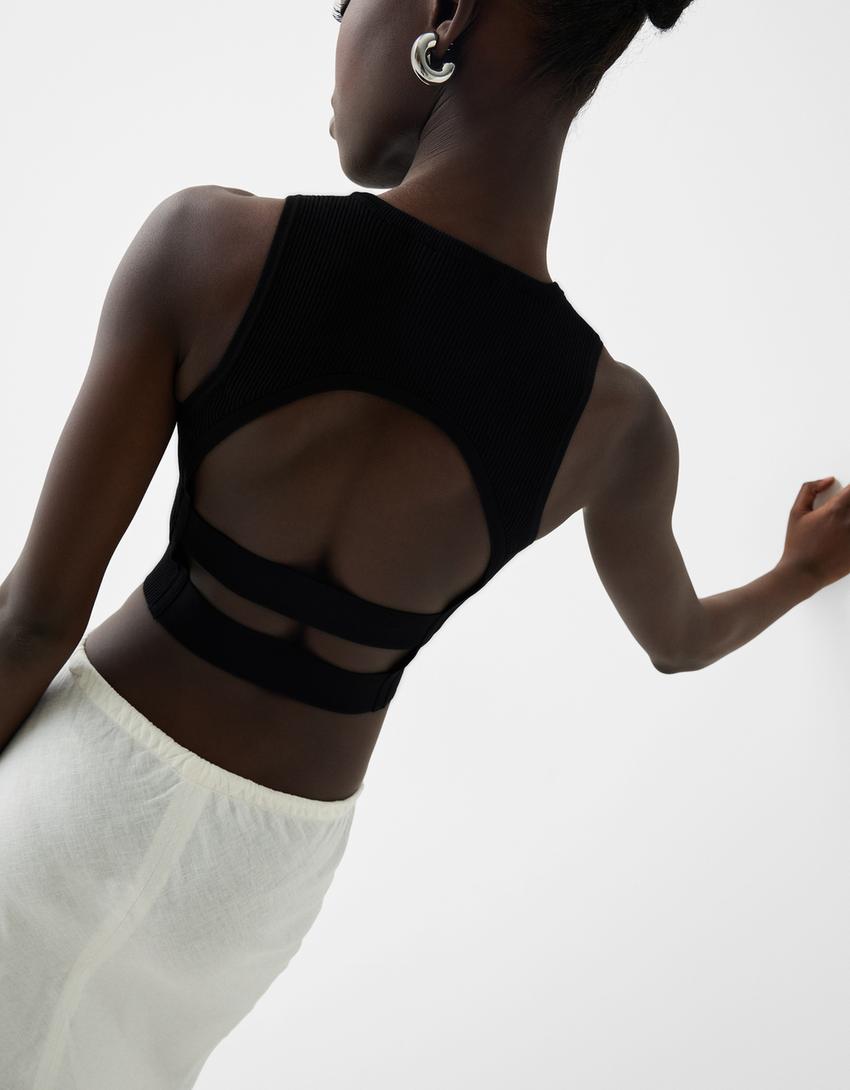 Top bretelles cut out-Noir-5