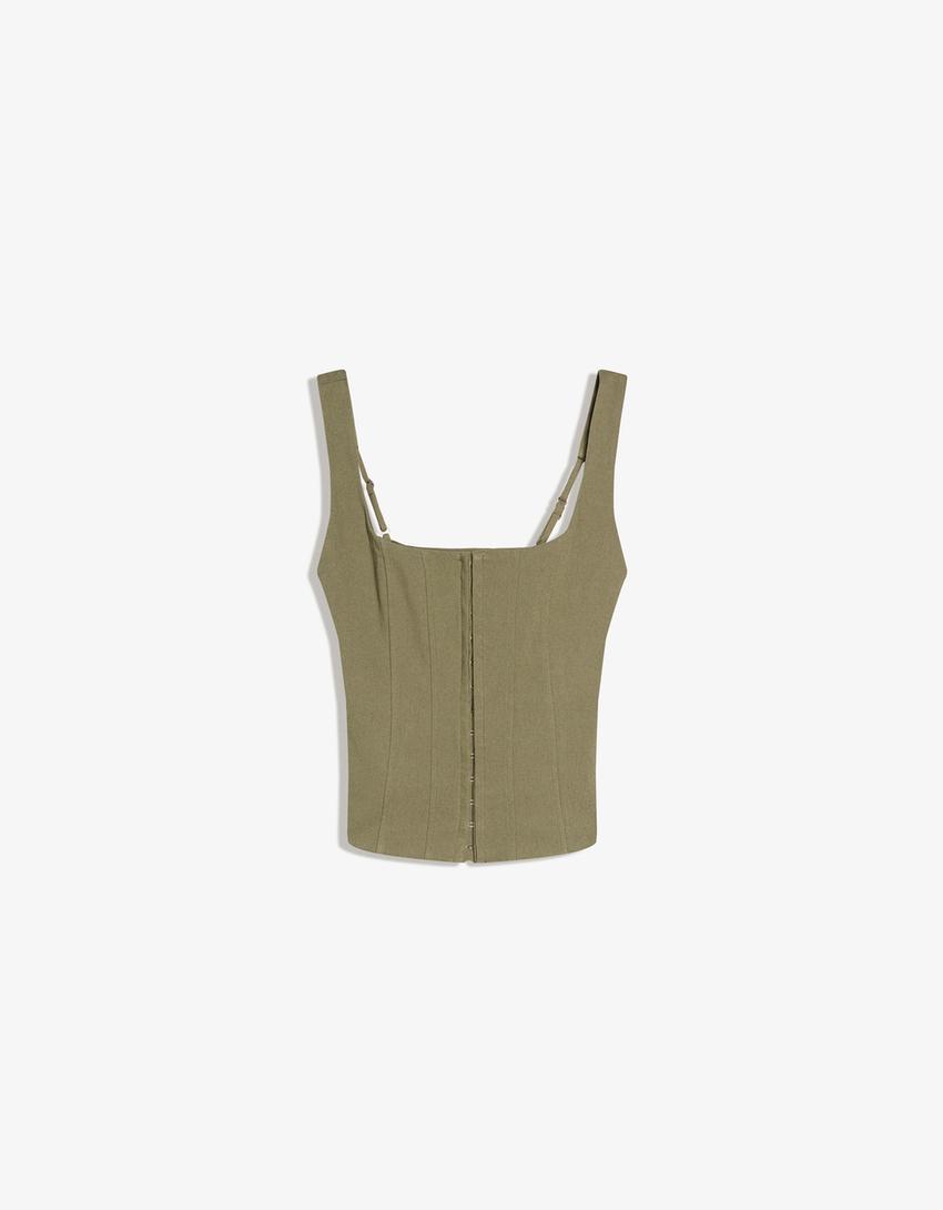 Burlesque-Top aus Bengaline-Khaki