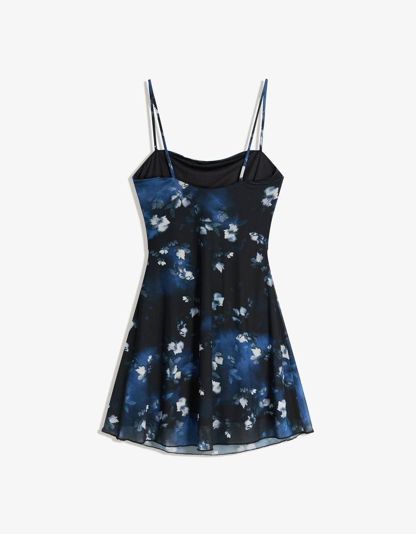Vestido mini print-Marino