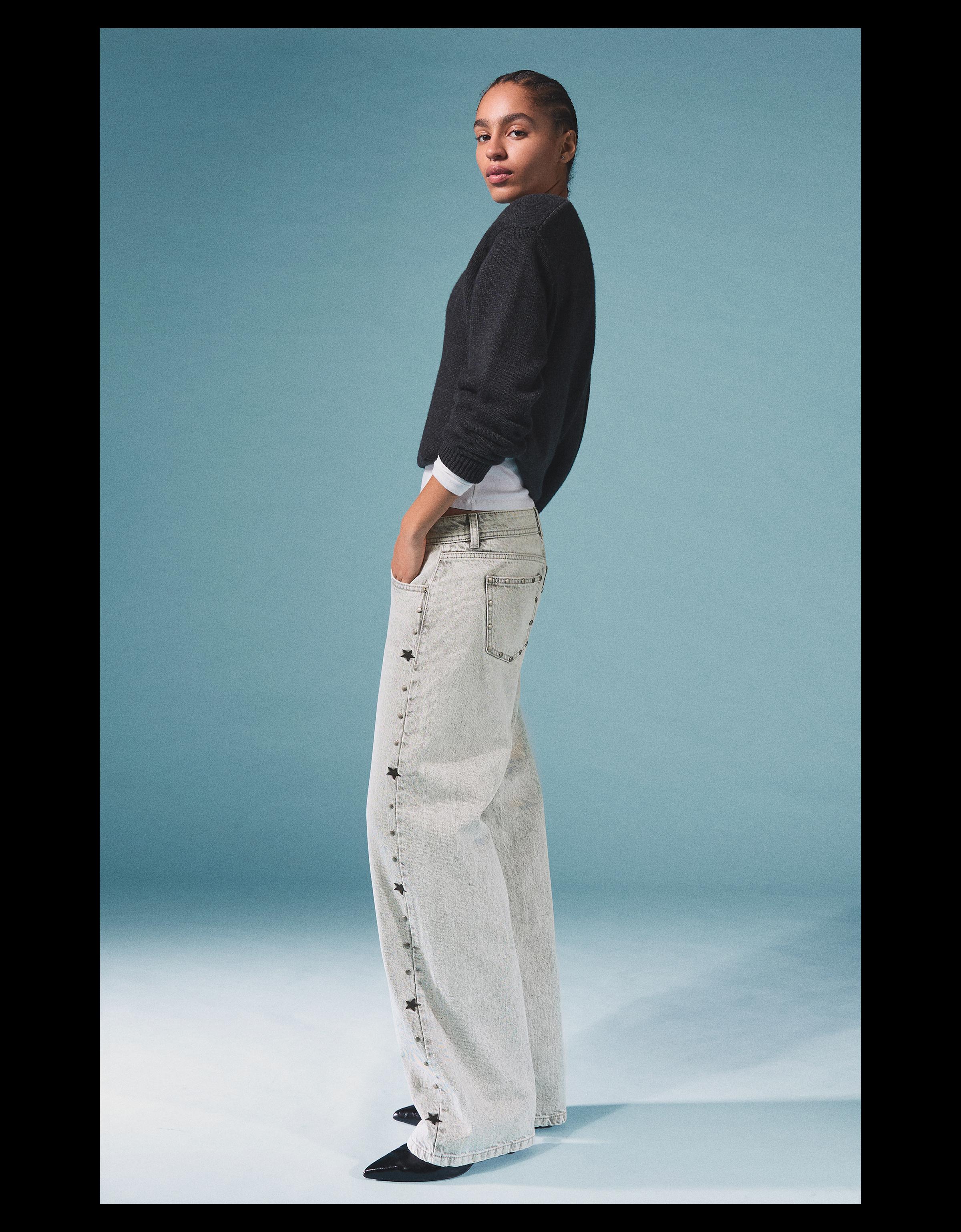 Yıldız zımba detaylı baggy fit jean - Görsel 37