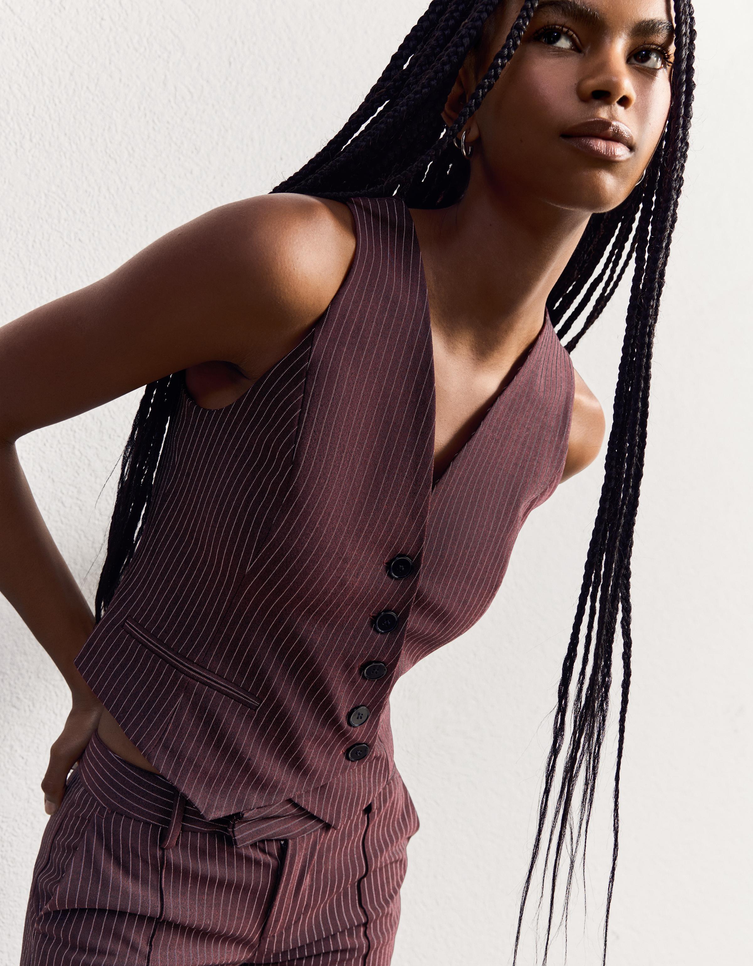Bershka Weste Tailored Damen S Granatrot