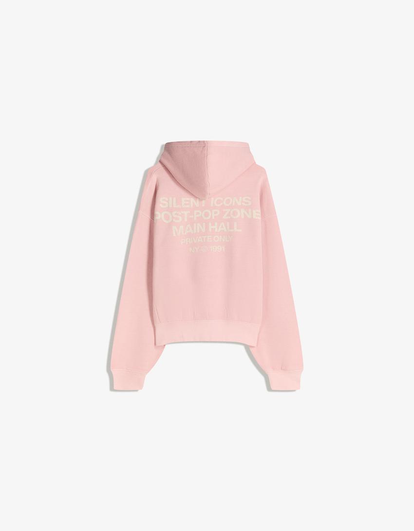 Sweat à capuche imprimé-Rose