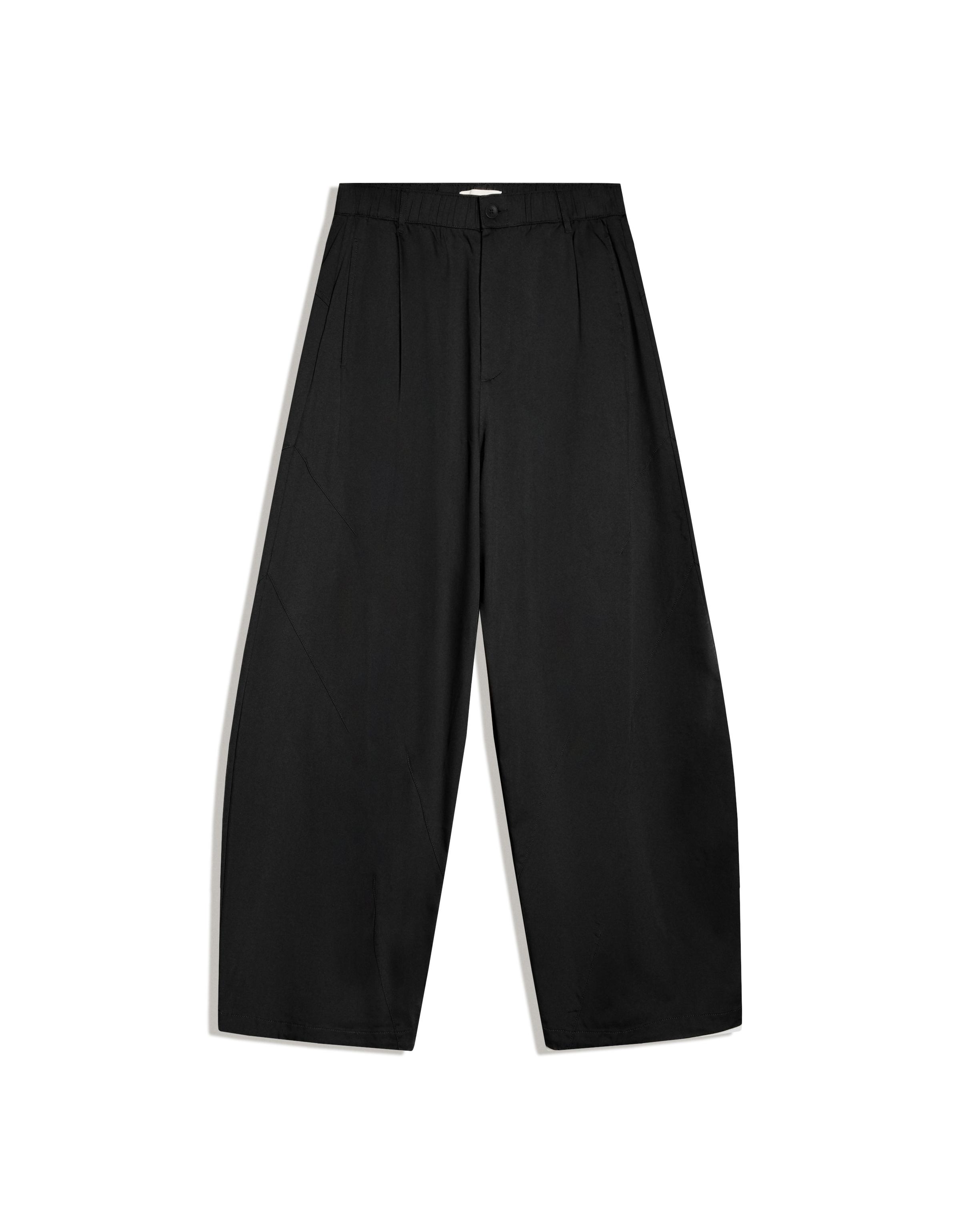 Darted barrel leg trousers — Black