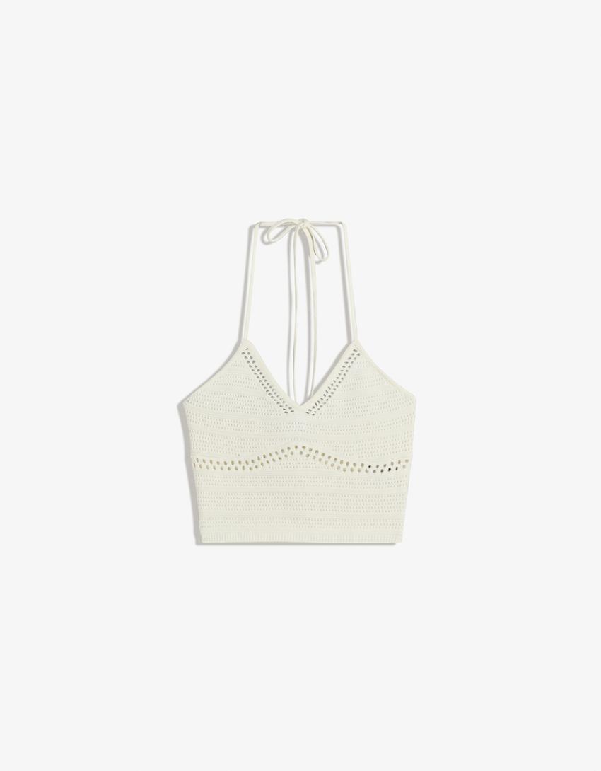Open knit top-White
