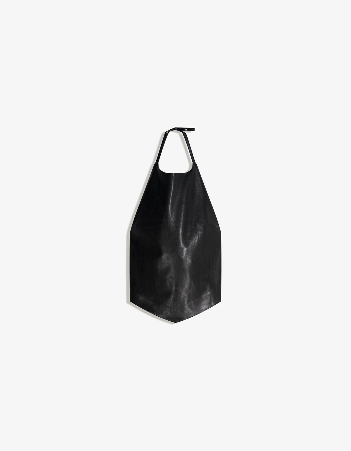 Leather effect halter top