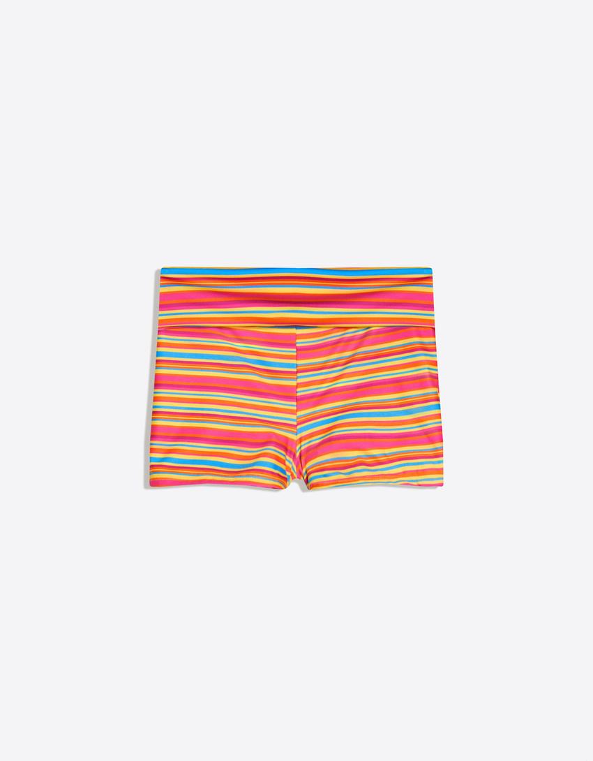 Culotte de bikini rayée-Rose