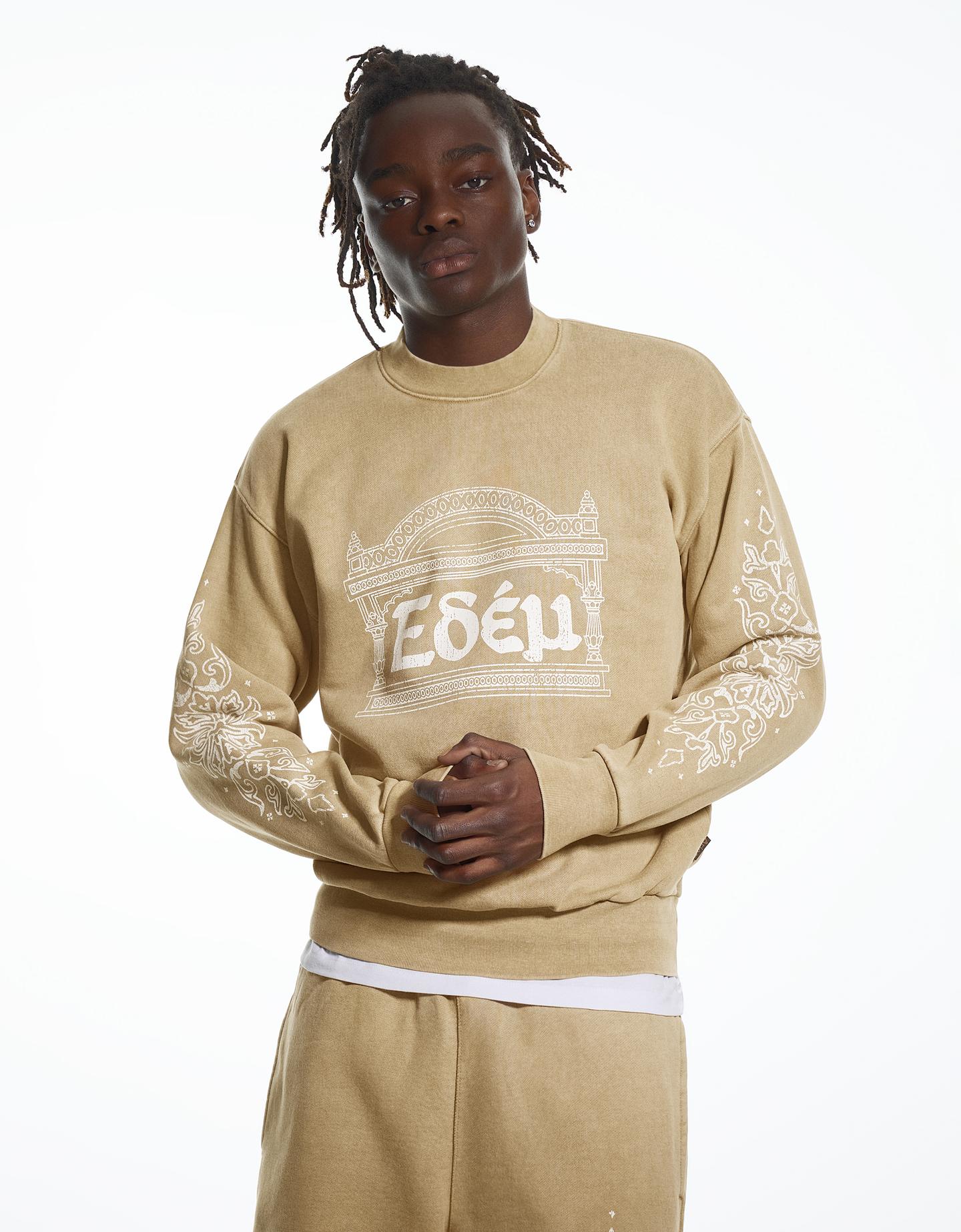 Bershka Felpa Effetto Lavato Aries X Bershka Uomo M Camel