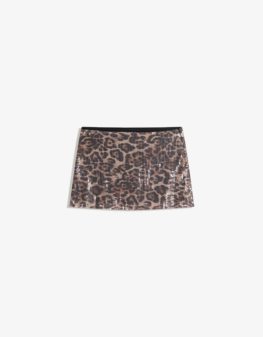 Sequinned mini skirt-Multicolored